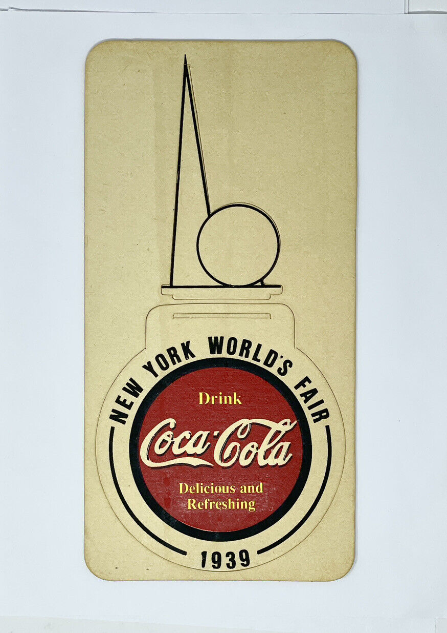 1939 WORLDS FAIR COCA COLA DRINK COASTER WITH TRYLON & PERISPHERE - INTACT