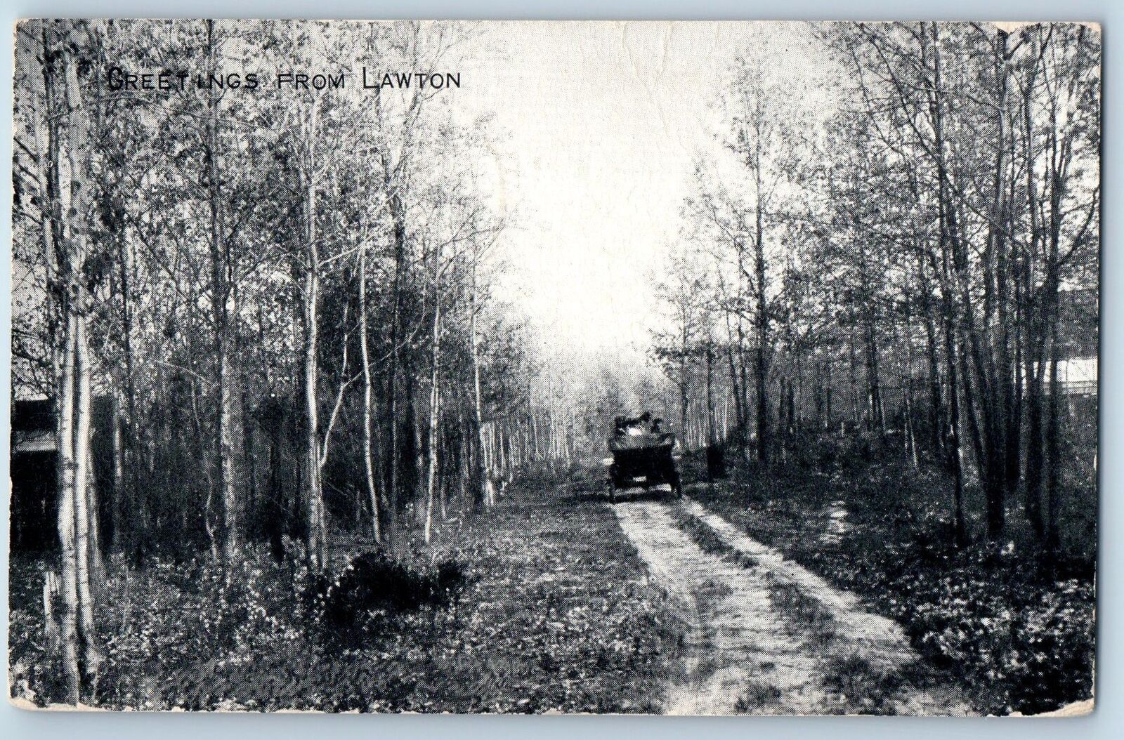 Lawton Michigan MI Postcard Greetings Scenic View Country Road 1916 Antique