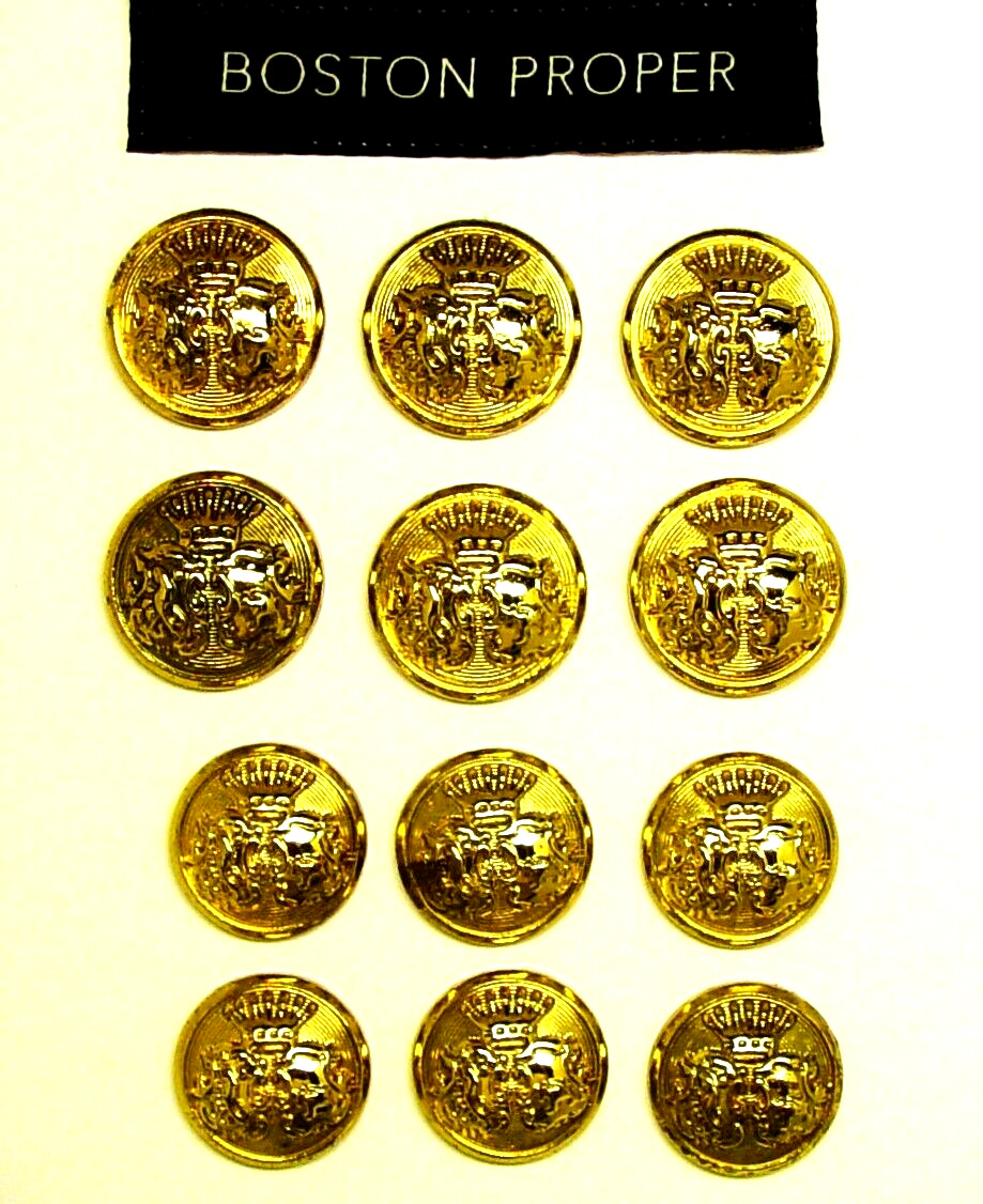 BOSTON PROPER replacement buttons 12 Gold Tone metal buttons Good Used Condition