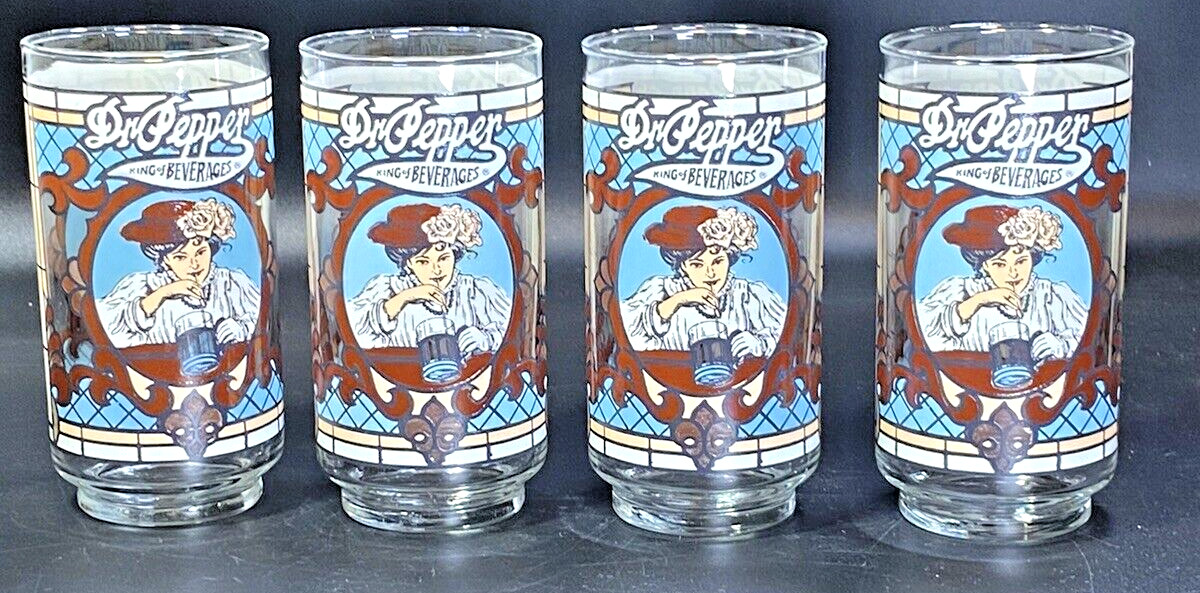 Vintage Dr Pepper Glasses Set of Four 16oz