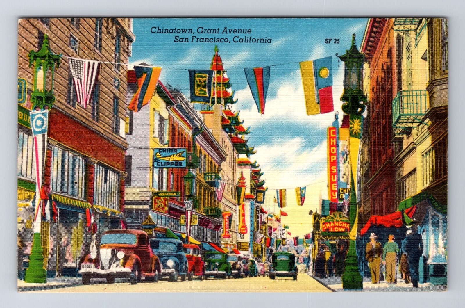 San Francisco CA-California, Chinatown, Grant Avenue, Vintage Postcard
