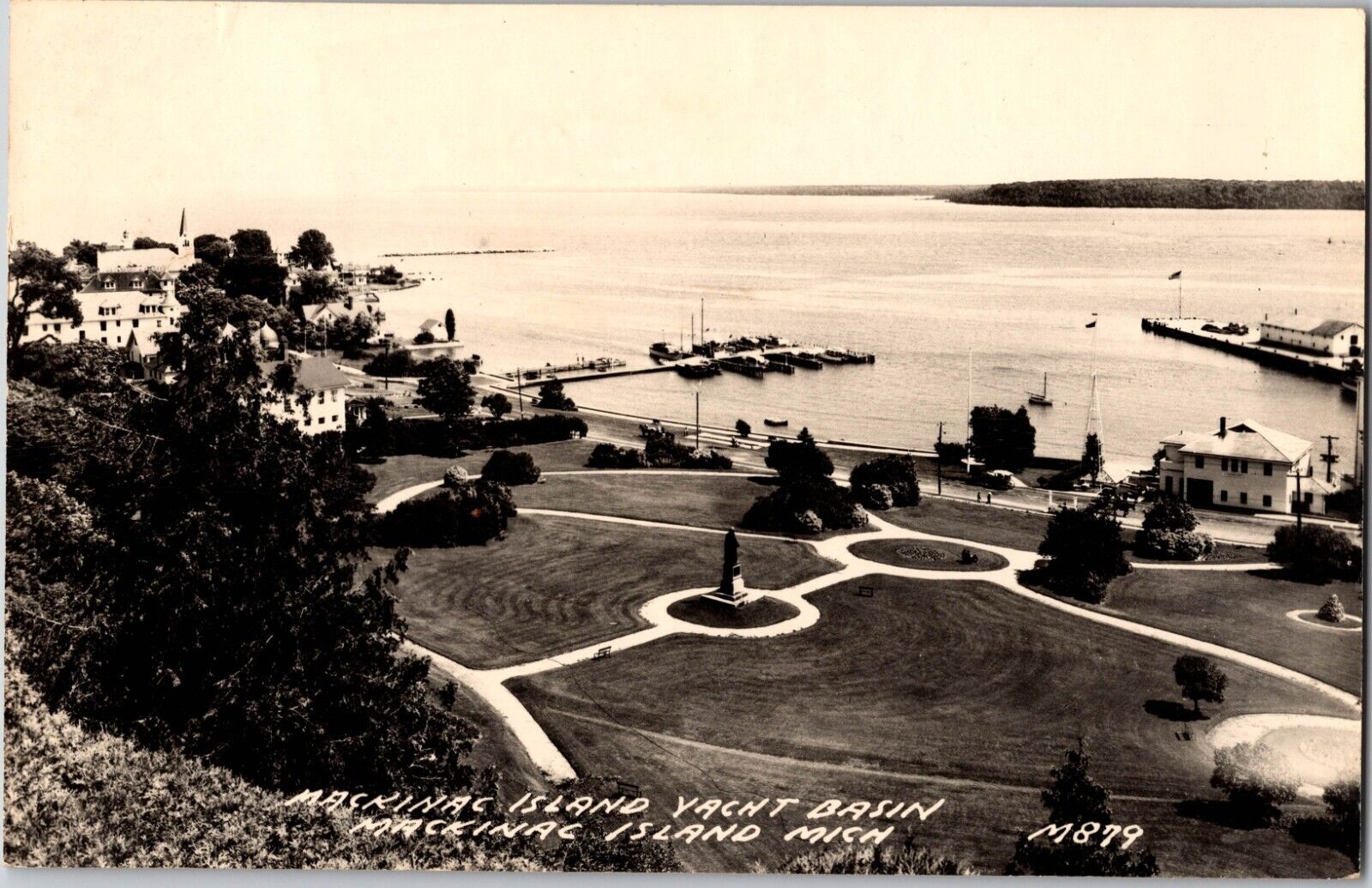 Mackinac Island, Michigan c 1910s Yacht Basin Antique RPPC Real Photo Postcard
