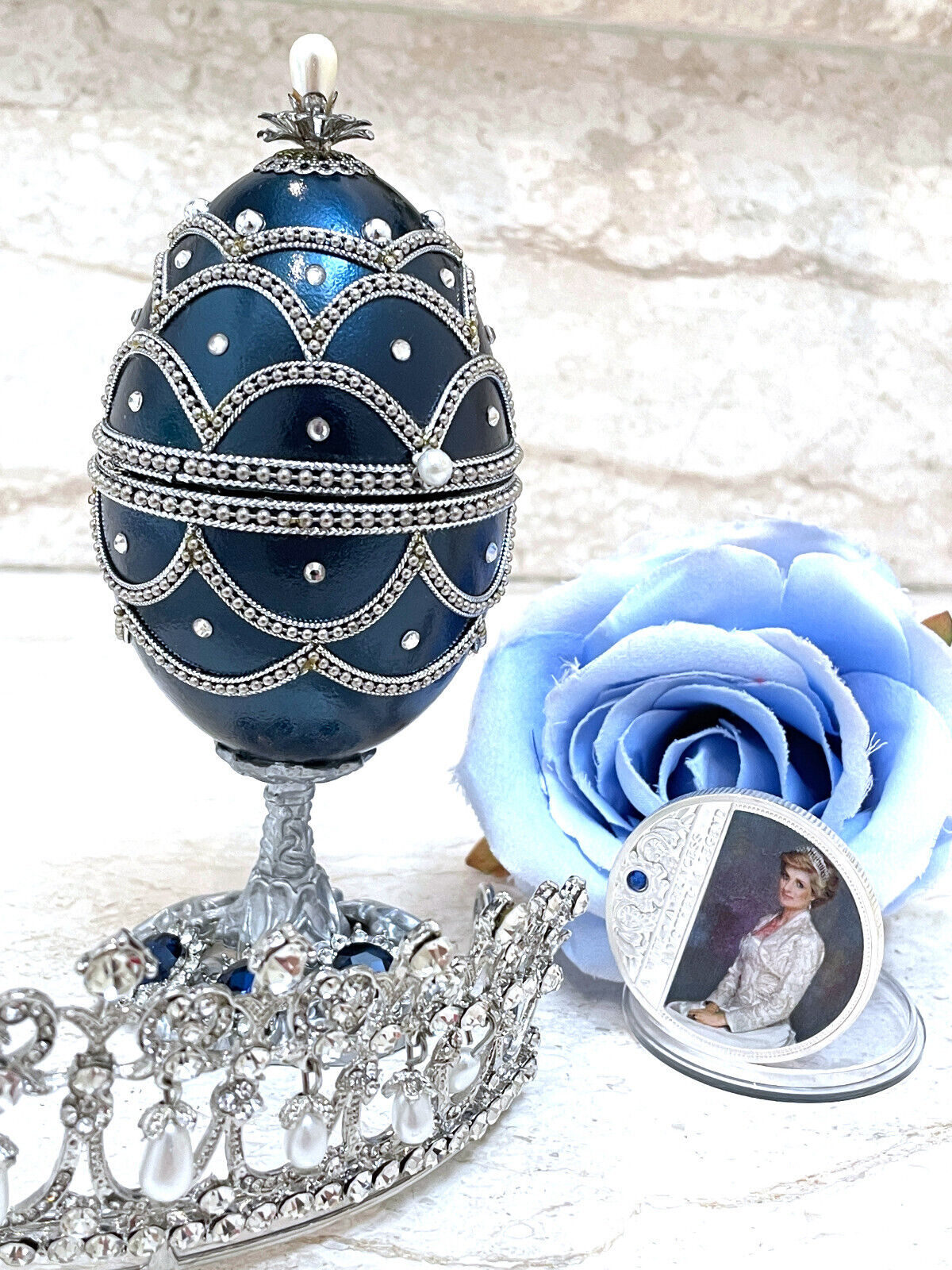 pse 1981 Antique style Fabergé Eggs Royal Blue Faberge egg Royal Collectible egg