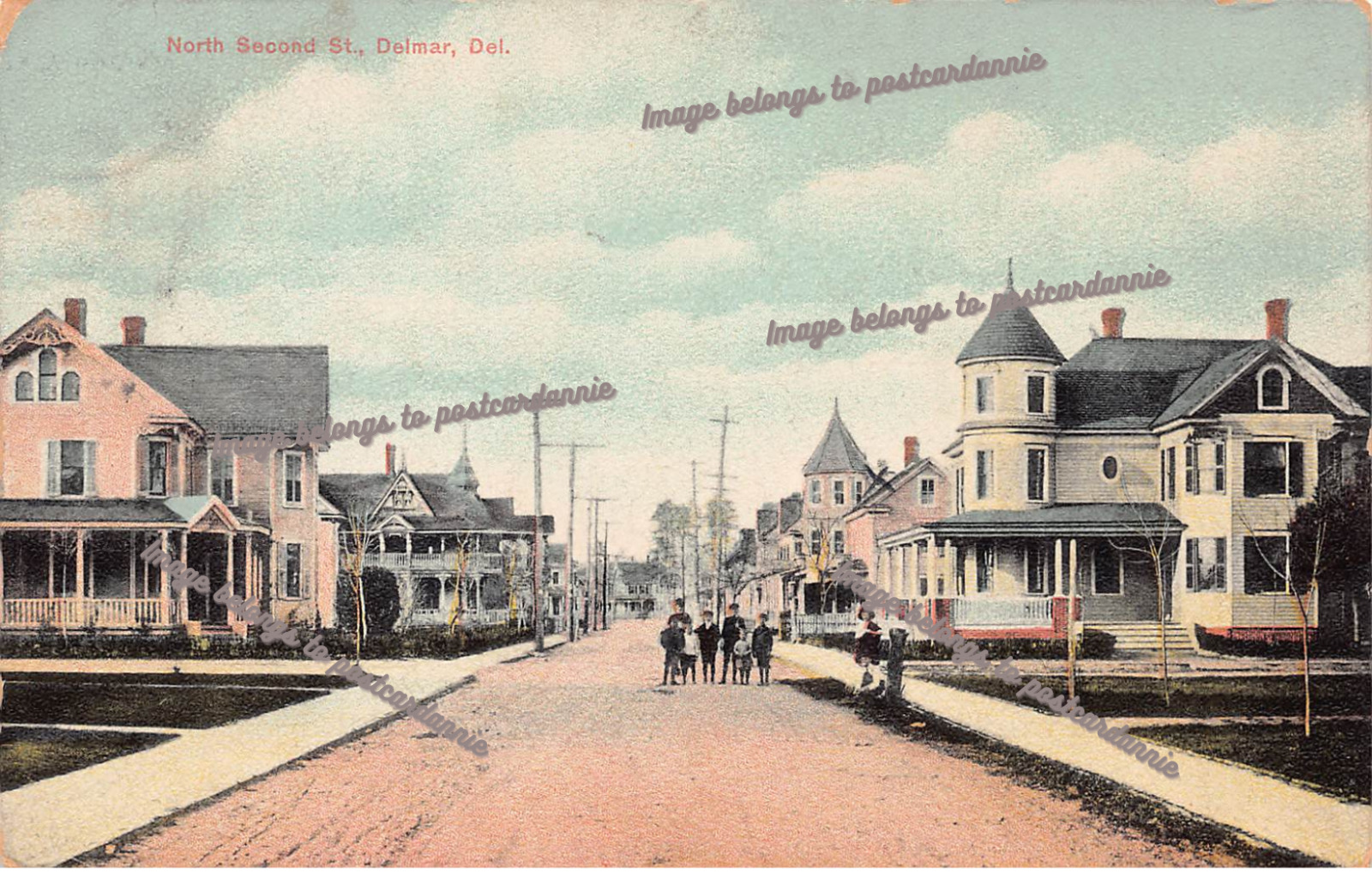 Delmar DE Delaware North Second Street Mansions Early 1900s Vtg Postcard A65