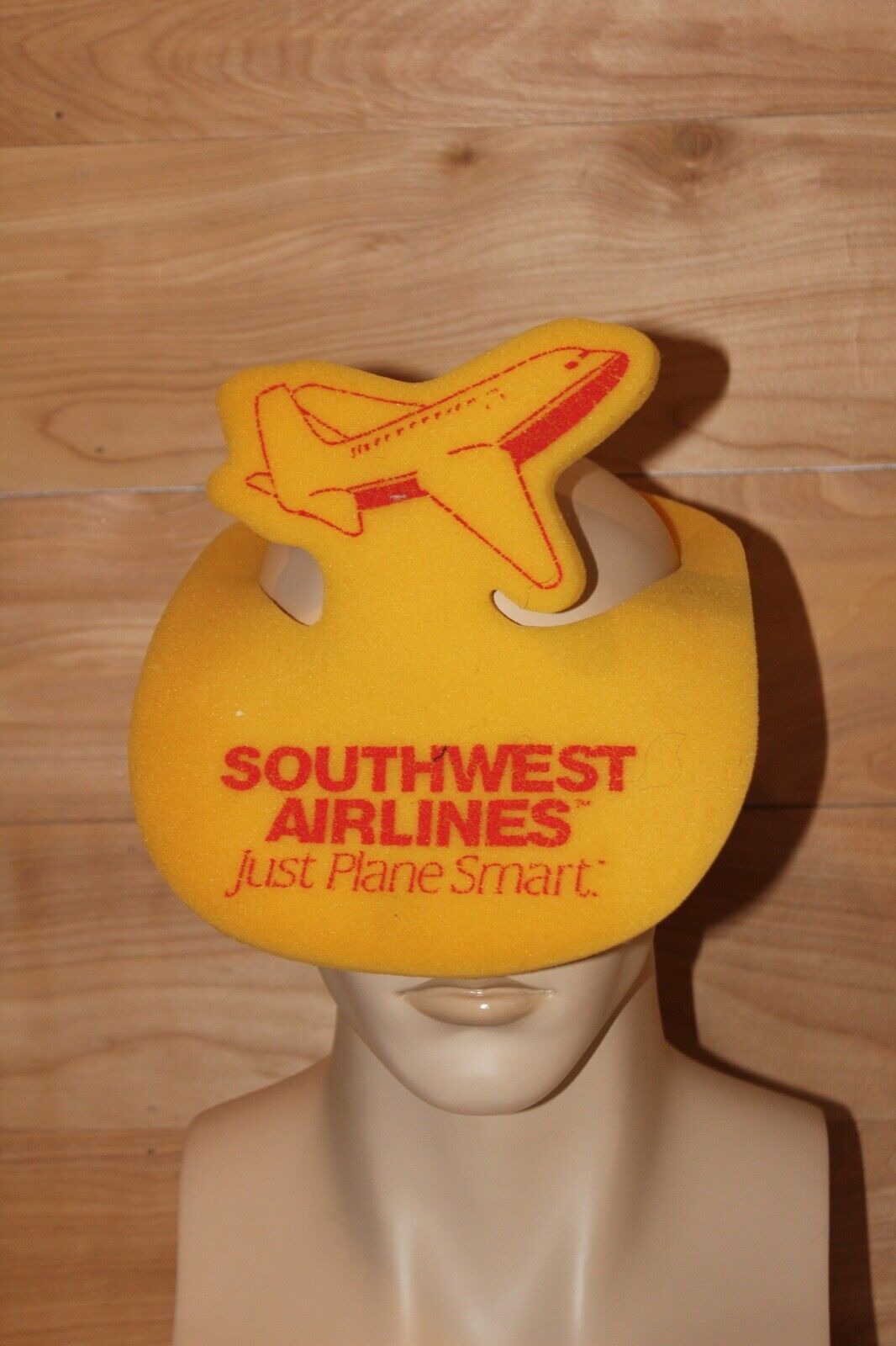 Vintage Southwest Airlines Foam Ad Just Plane Smart Yellow Visor Hat