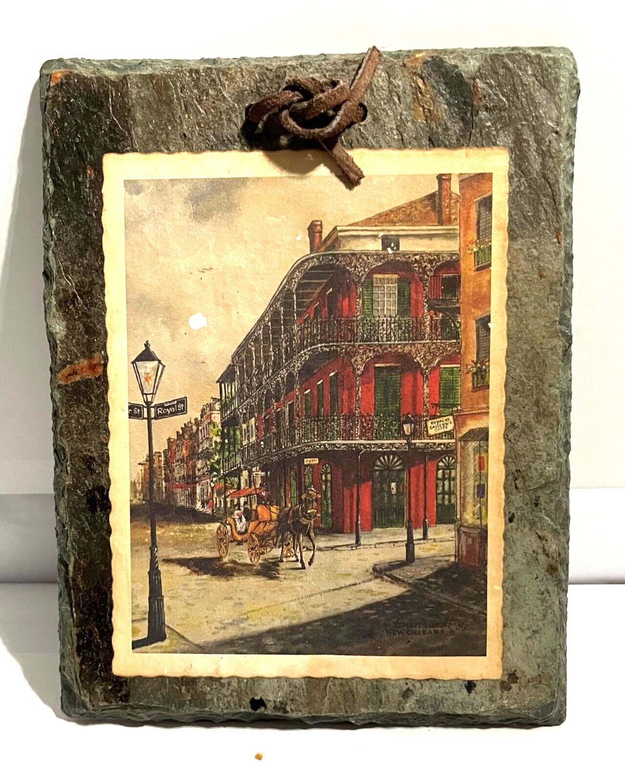 FRENCH QUARTER New Orleans Hand Crafted Roofing SLATE Wall Decor Plaque Picture