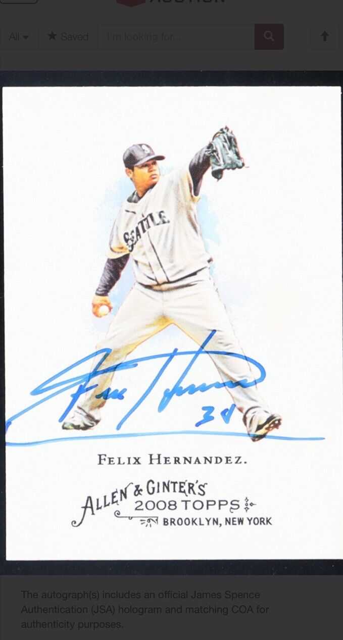 Felix Hernandez Signed 2008 Topps Allen and Ginter #184 (JSA) King Felix. JSA