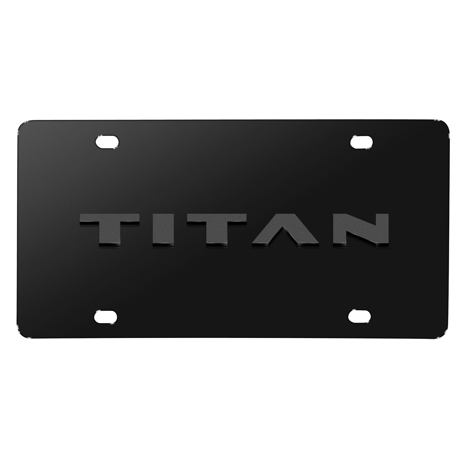 Nissan Titan 3D Dark Gray Logo on Black Stainless Steel License Plate