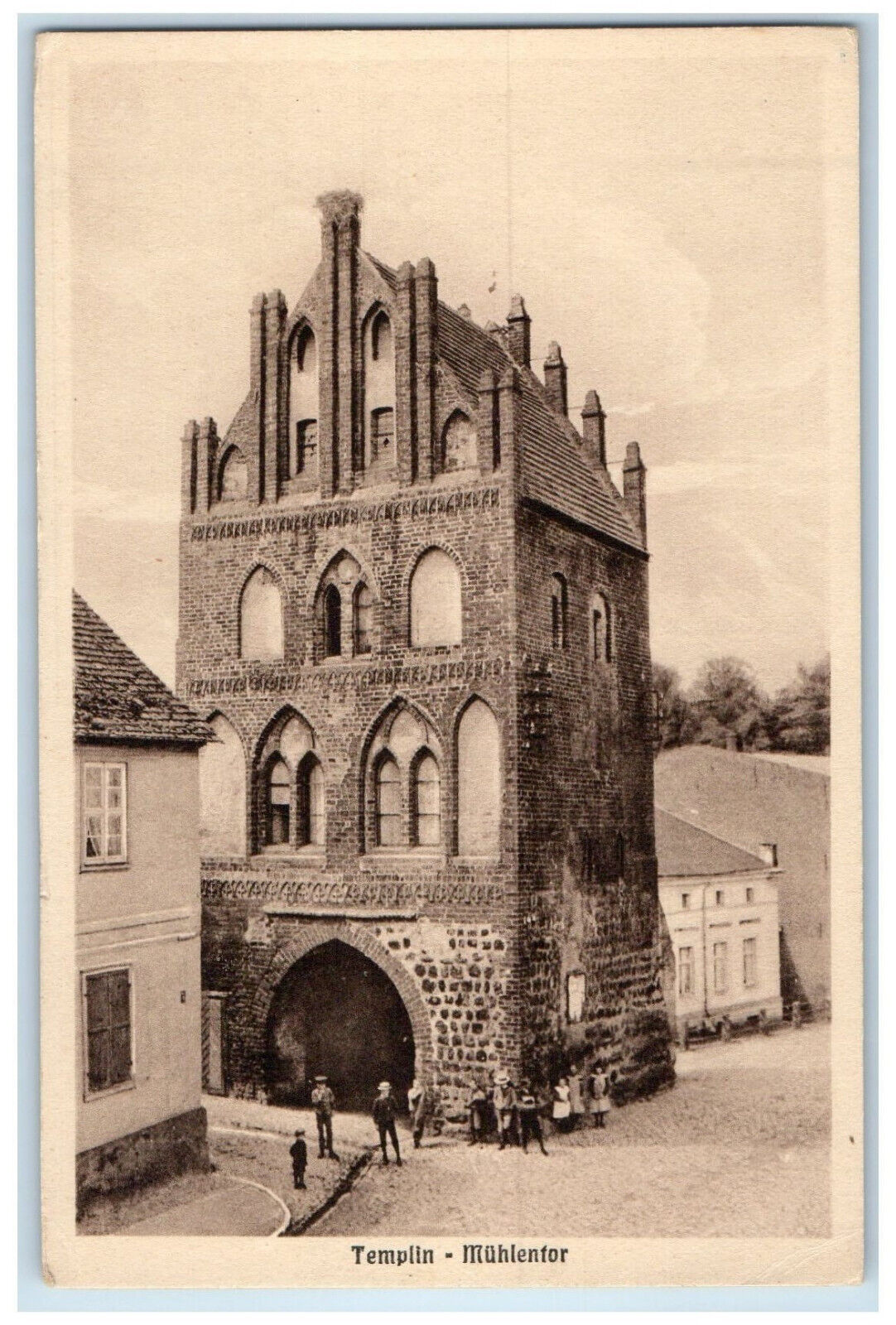 c1930's Scene at Muhlentor Templin Germany Unposted Vintage Postcard