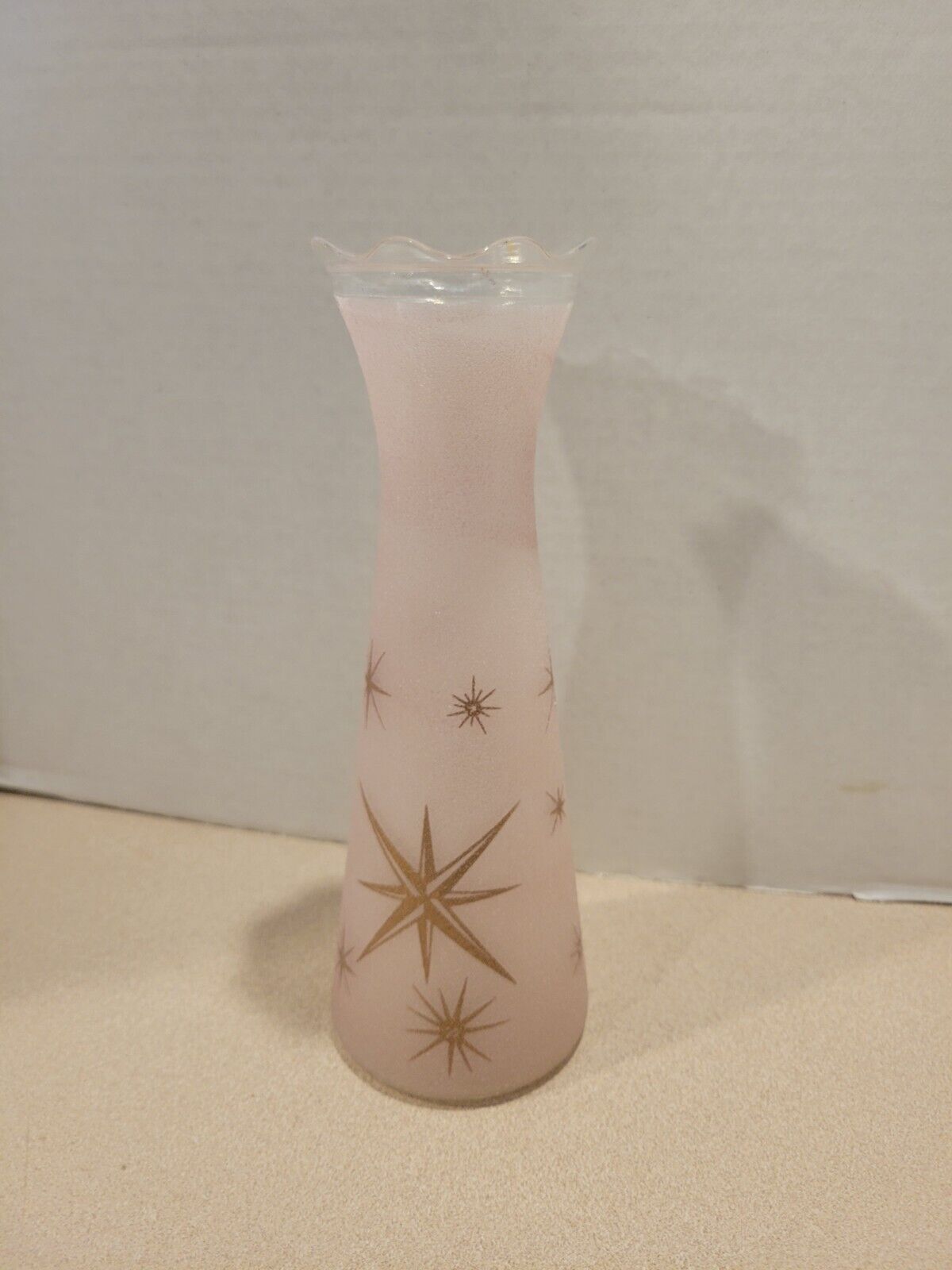 Vintage Pink Sugared Atomic Starburst Vase