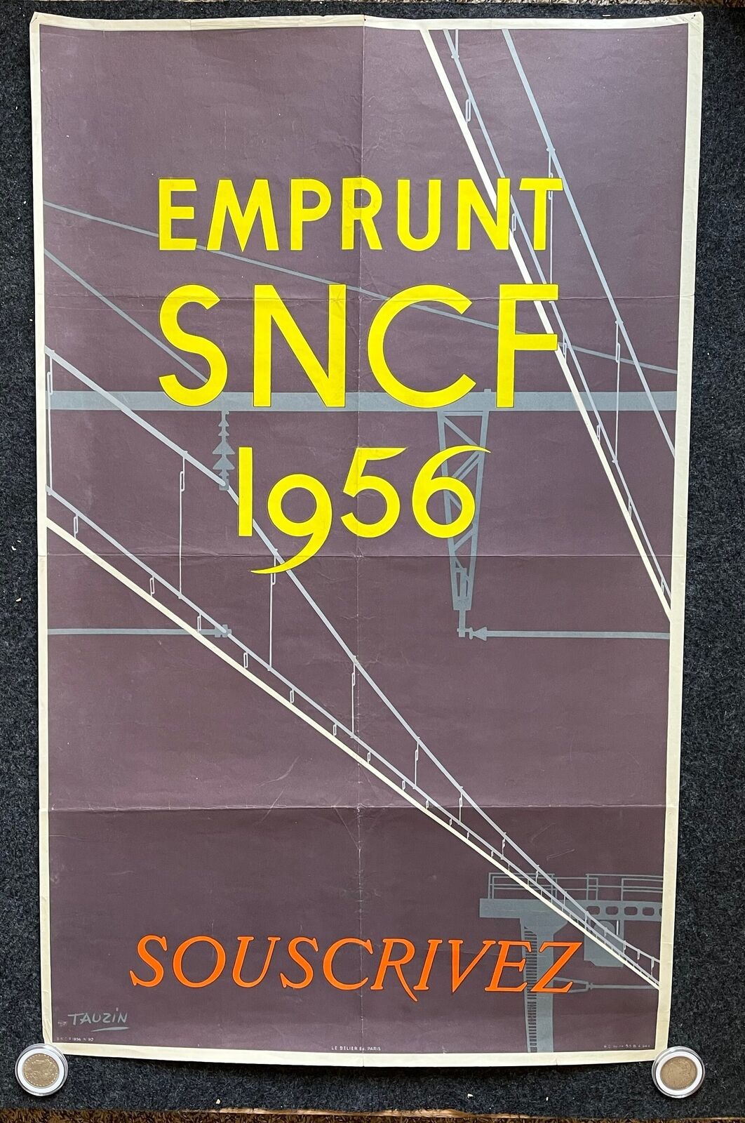 Original 1956 French Railroad Travel Poster – SCNF Tauzin Artwork – Vintage Rai
