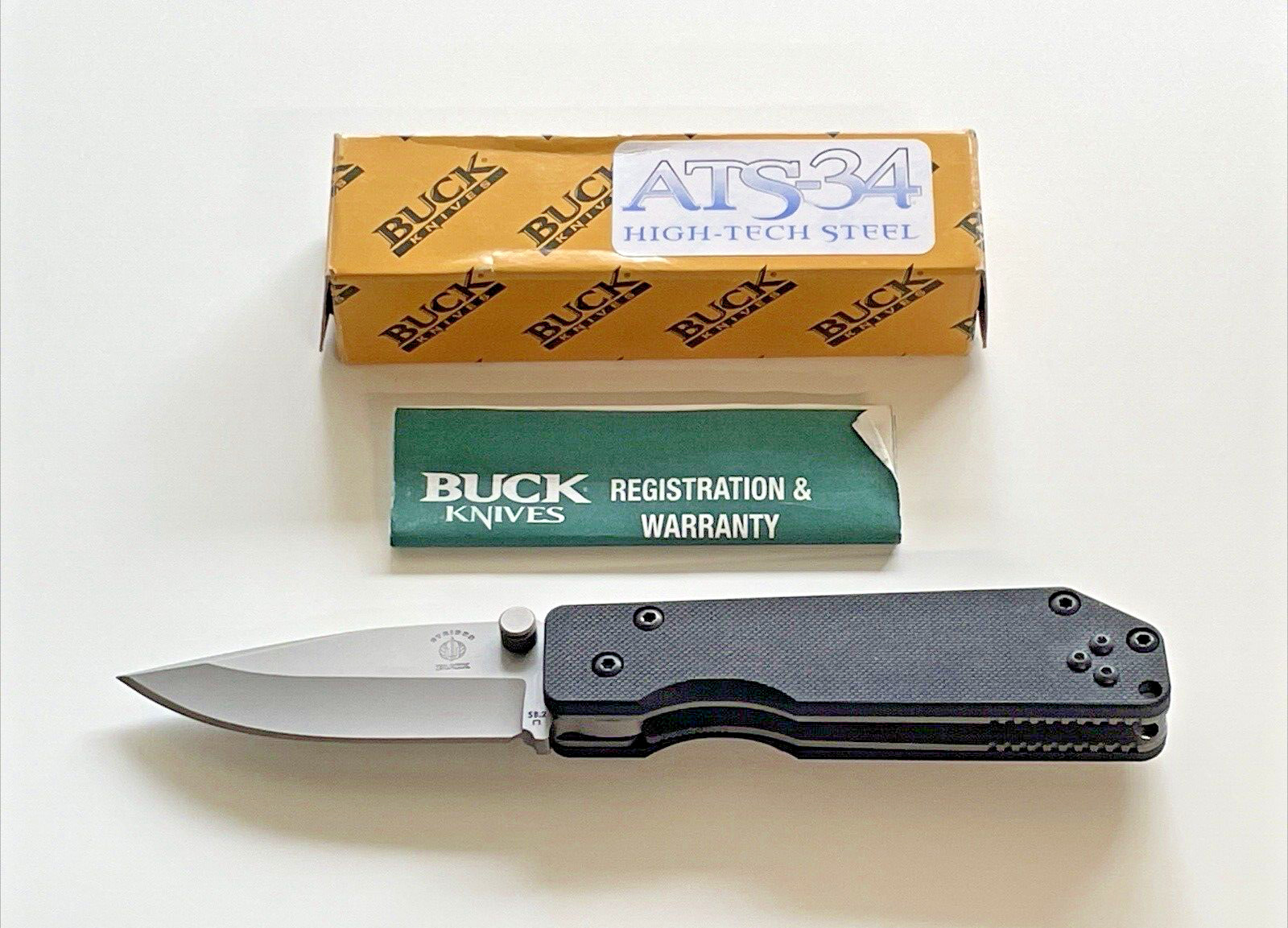 Buck 881SP0 Mini Strider Folding Knife ATS-34 BOS Titanium Liners USA 2001