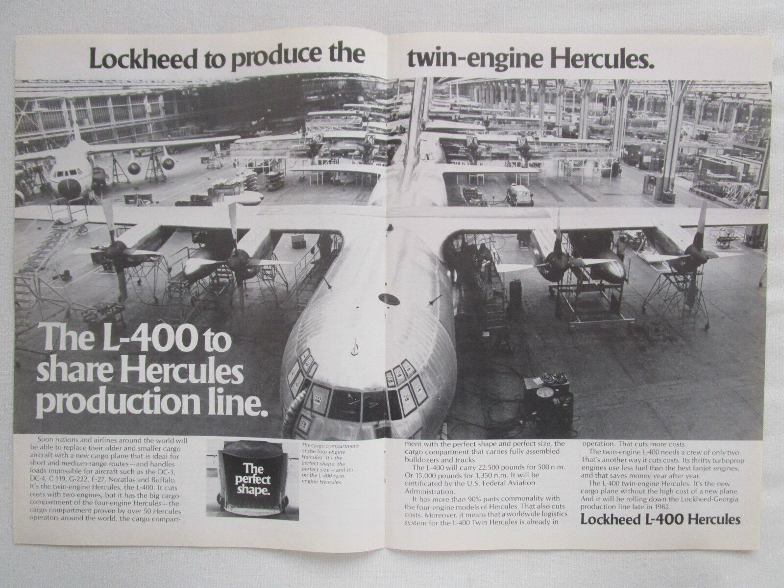 2/1980 PUB LOCKHEED L-400 TWIN ENGINE HERCULES CARGO AIRCRAFT PRODUCTION LINE AD