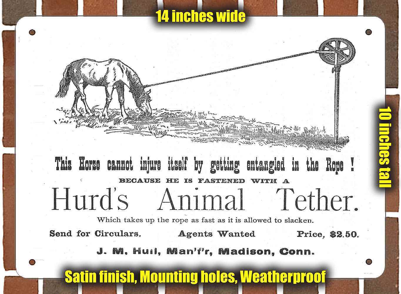 Metal Sign - 1887 Hurd\'s Animal Tether- 10x14 inches