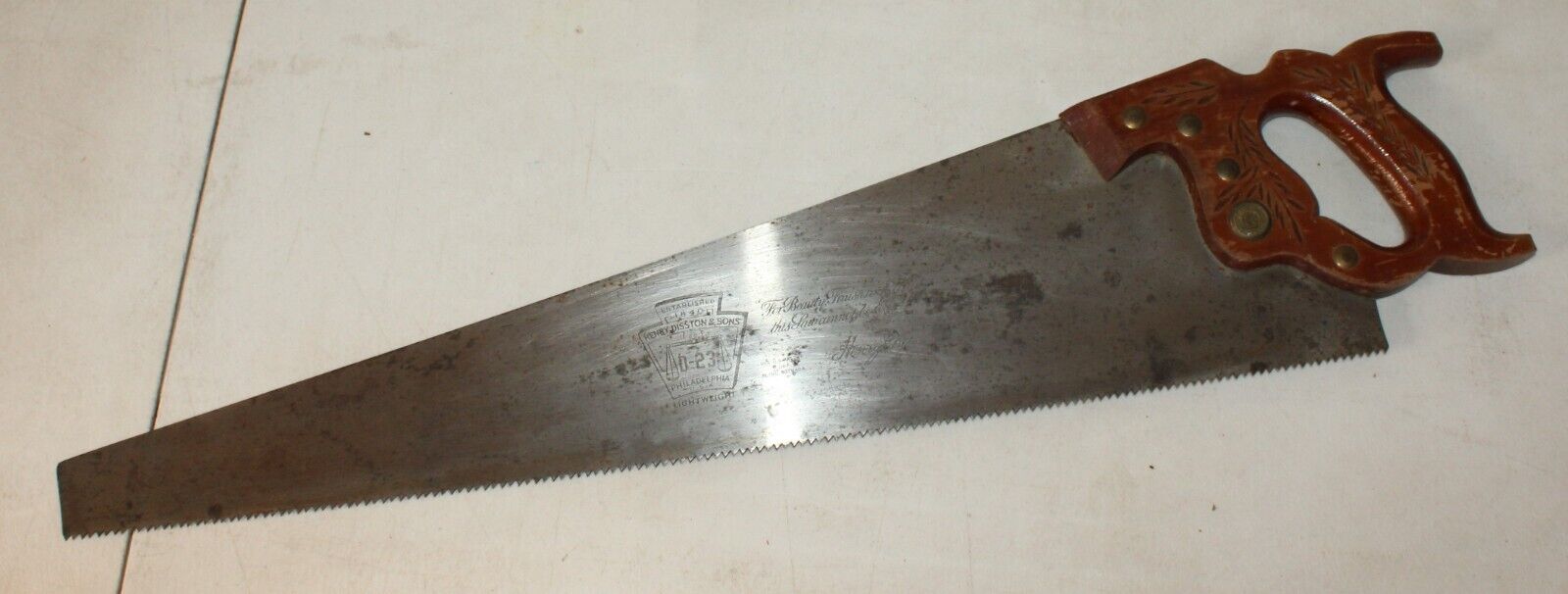 Henry Disston And Sons D-23 Light Weight Hand Saw Rare Aggressive 6TPI