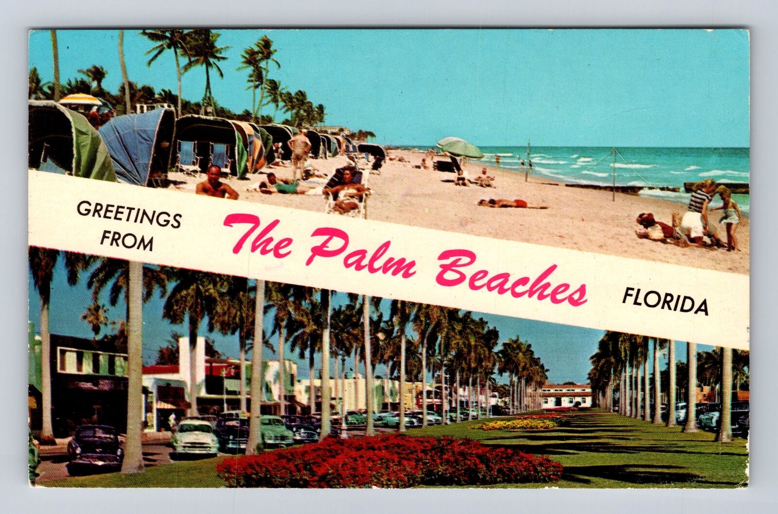 Palm Beach FL-Florida, General Banner Greetings, Antique Vintage c1975 Postcard