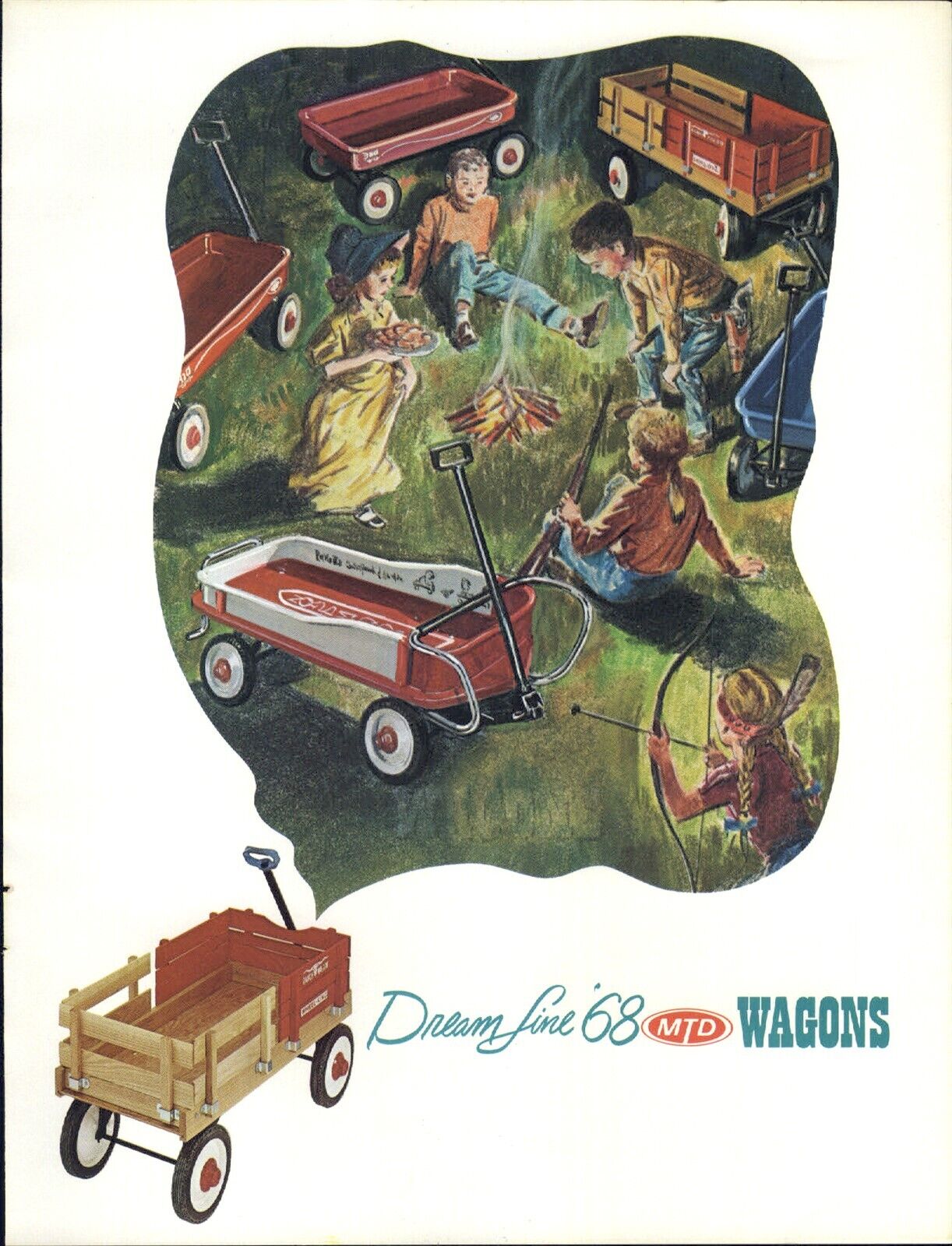 1968 PAPER AD 4 PG MTD Wheel King Wagon Ranch Country Squire Wood Steel Display