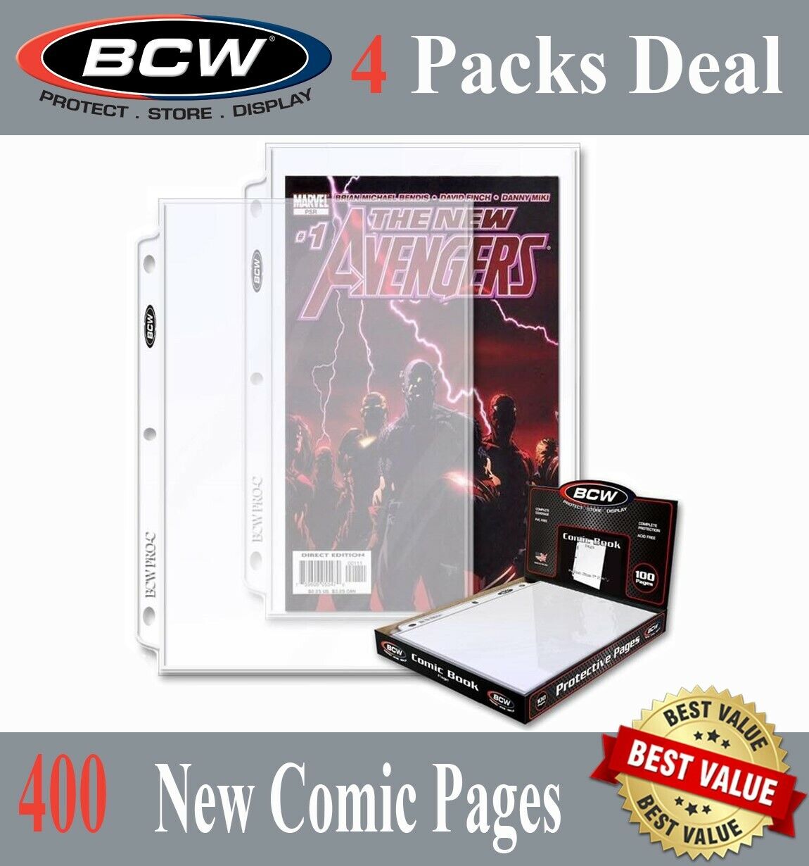 400 New BCW Comic Book Pages 1 Pocket For Current / Silver Archival Album Sheets