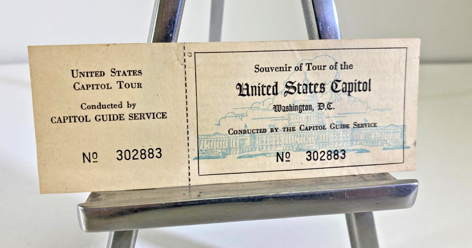 VTG 60\'s Souvenir of Tour of the United States Capitol Ticket Stub Unused