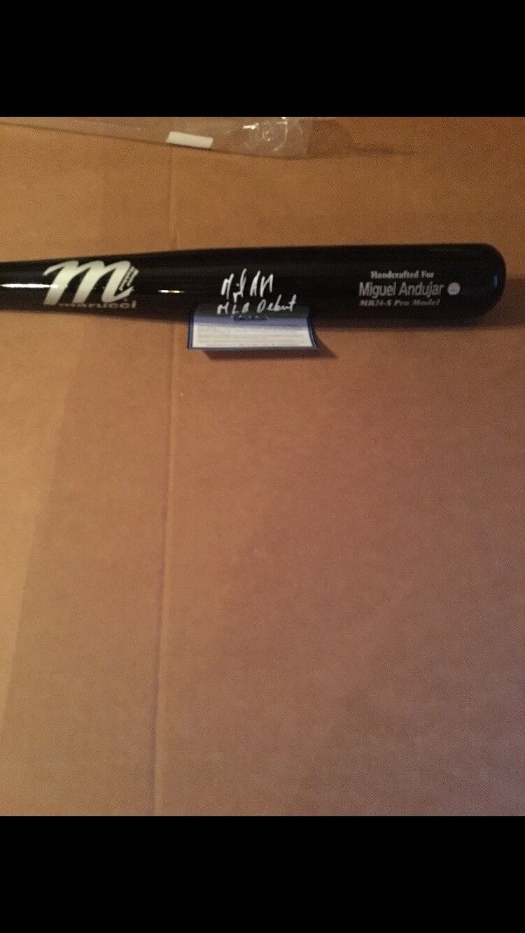 Miguel Andujar Autographed Signed Debut Inscr. Game Model Baseball Bat Yankees