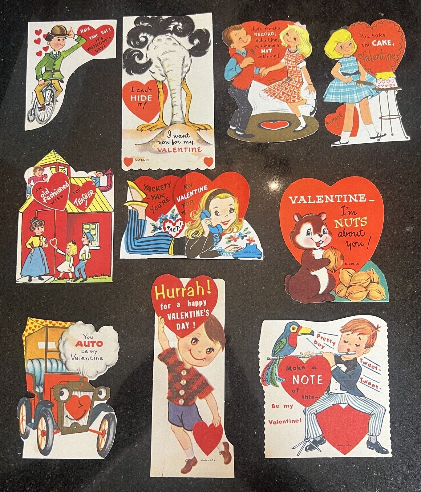 Lot Of 10 Vintage Die Cut Unused Valentine Day Cards 50s 60s