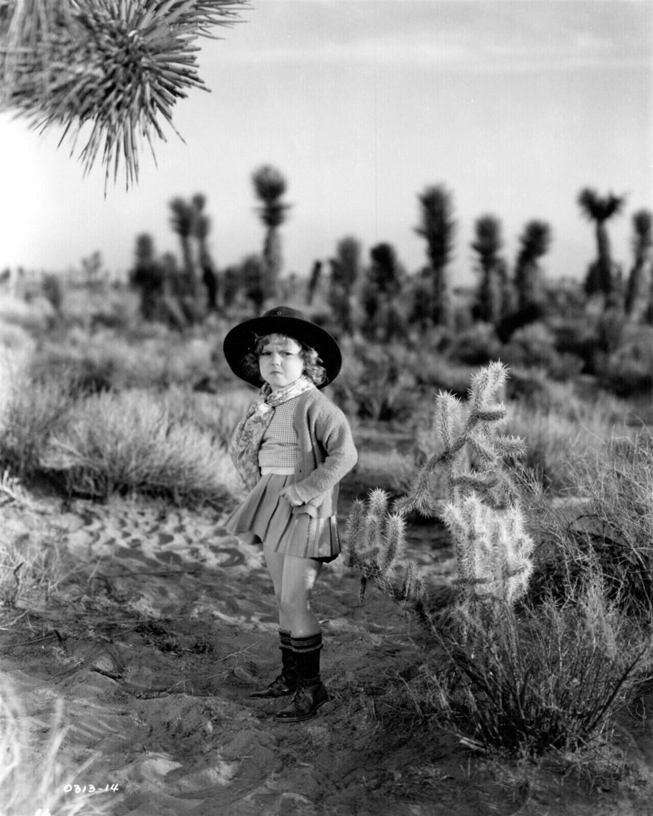 Shirley Temple looks cute in western hat in desert landscape 4x6 inch photo