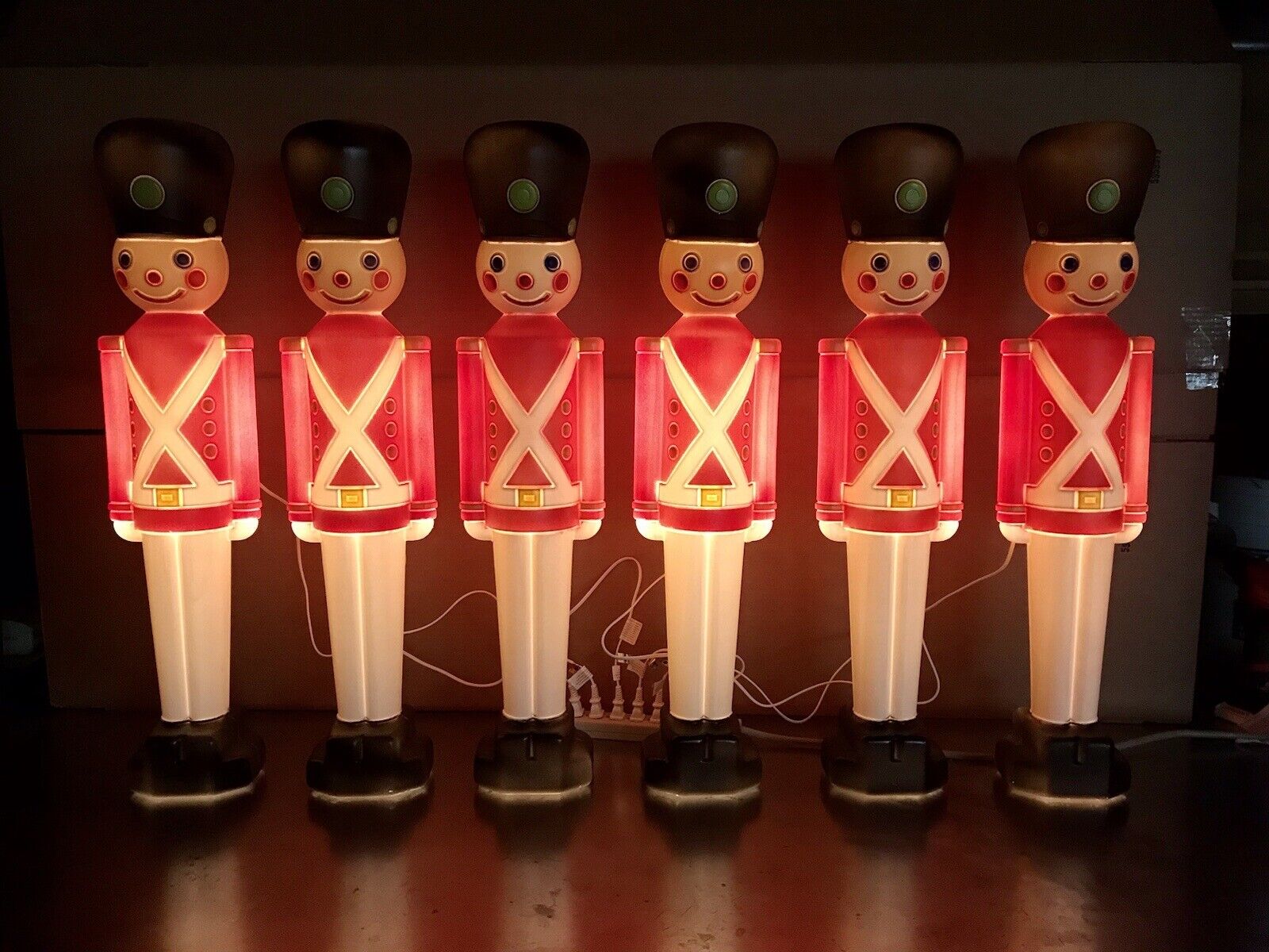 Blow Mold Toy Soldiers 30 “ Light Up General Foam Nostalgic Christmas Lot Of 6