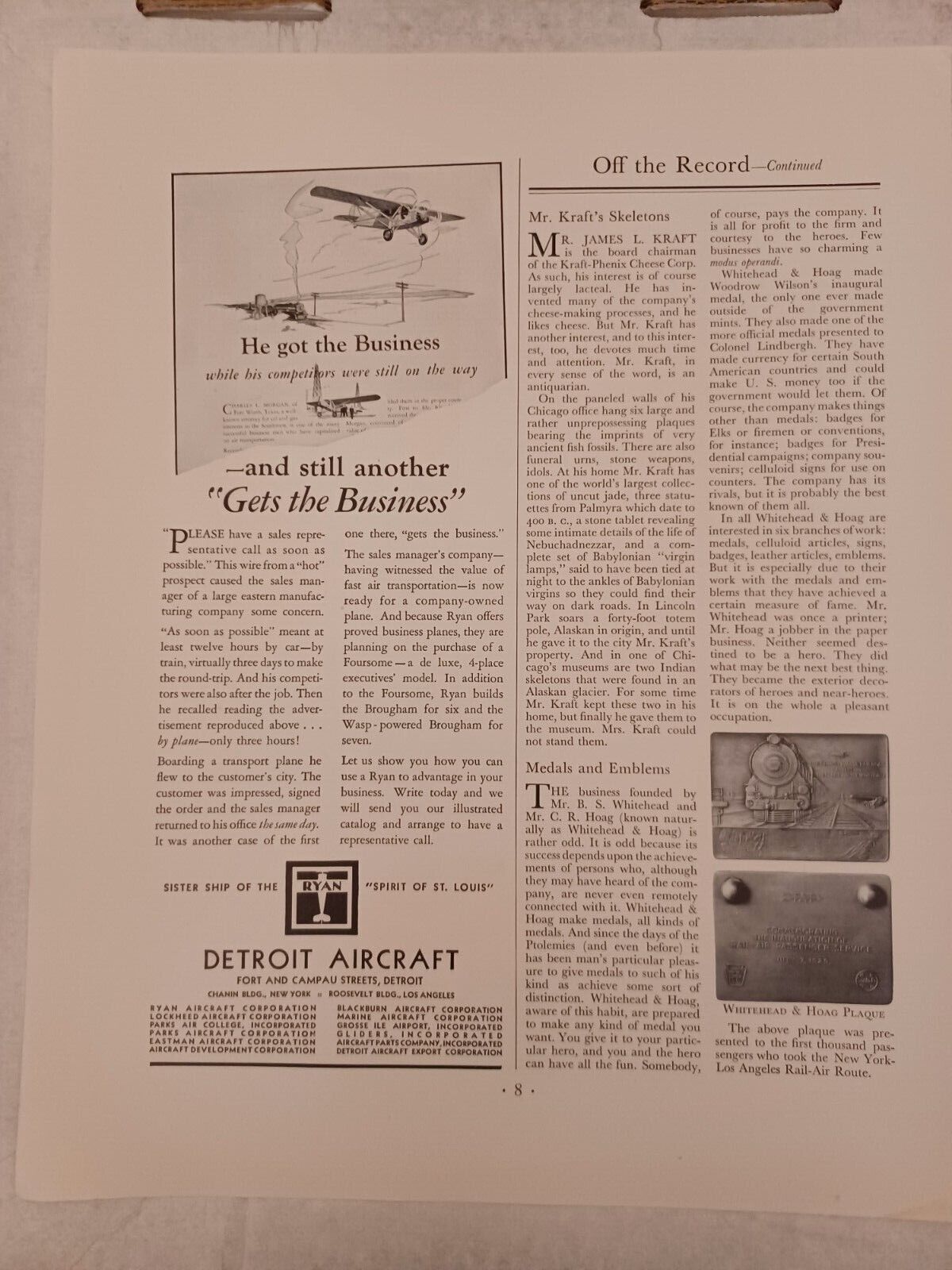 General Electric 1930 11x14 Magazine Ad aviation & ox cart