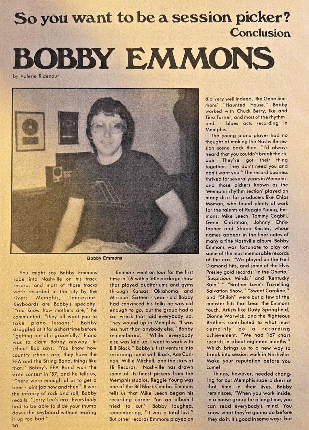 1978 Bobby Emmons Keyboard Player & Songwriter