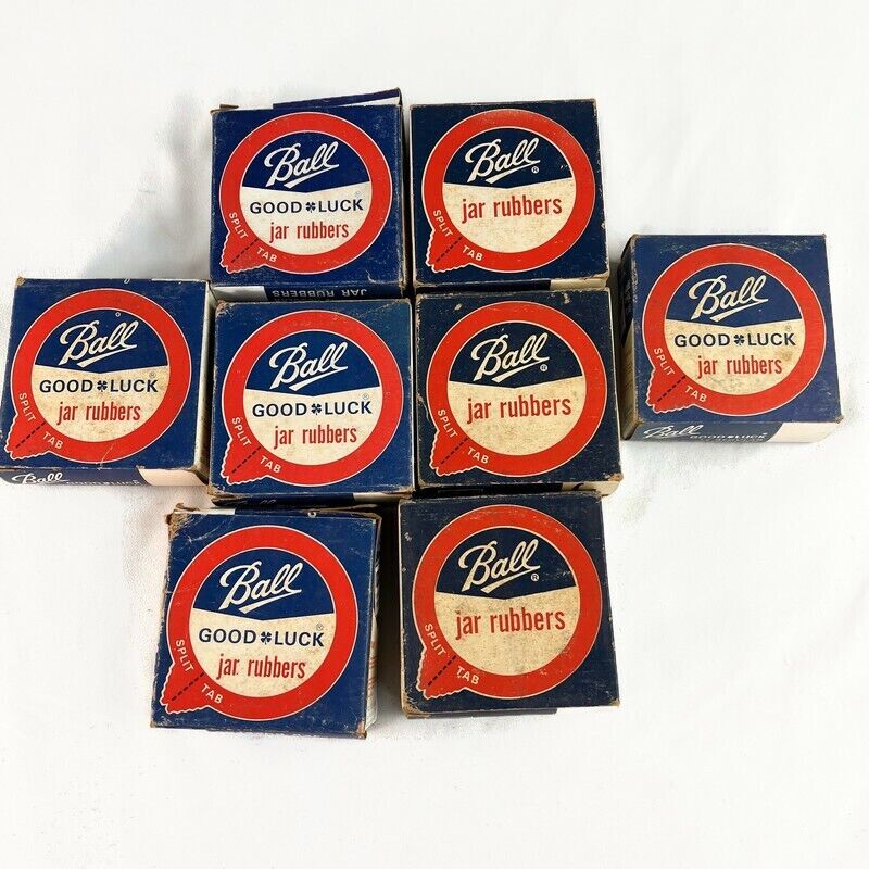 Vintage Ball Good Luck Split Tab Canning Jar Rubbers 8 Boxes with 12 in Each NOS