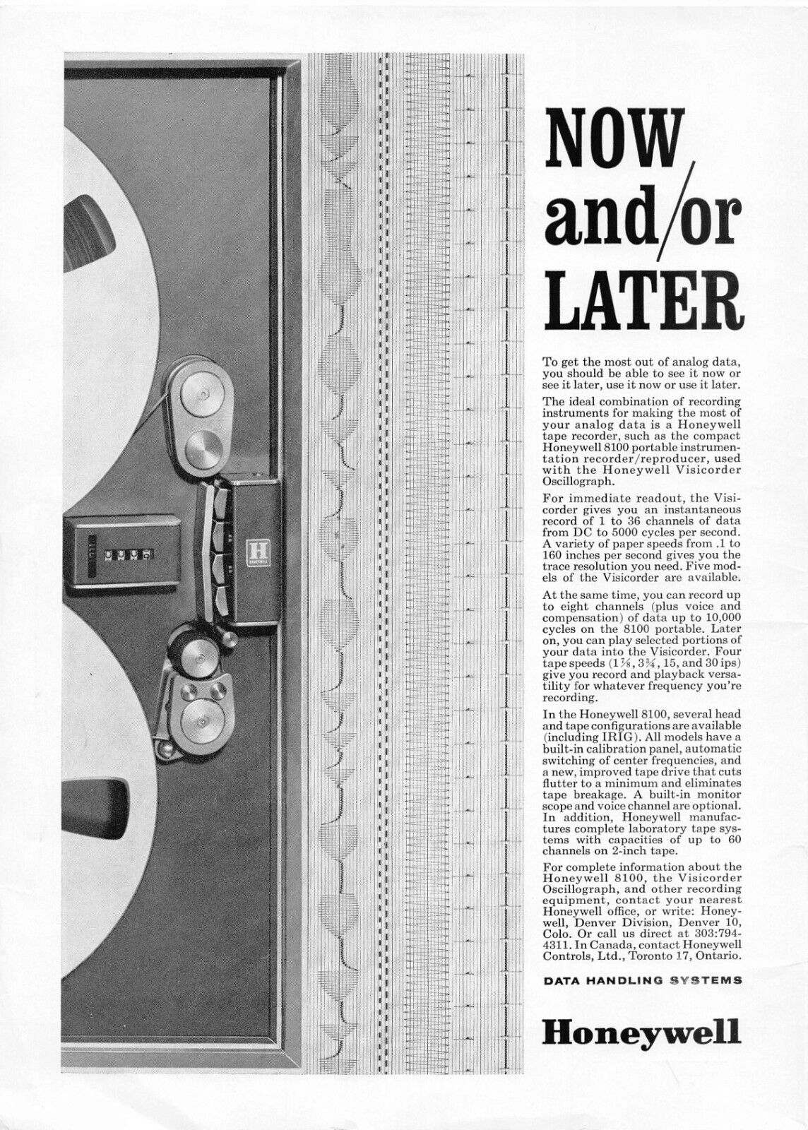 Honeywell Analog Data 8100 Portable Recorder Vintage Print Ad