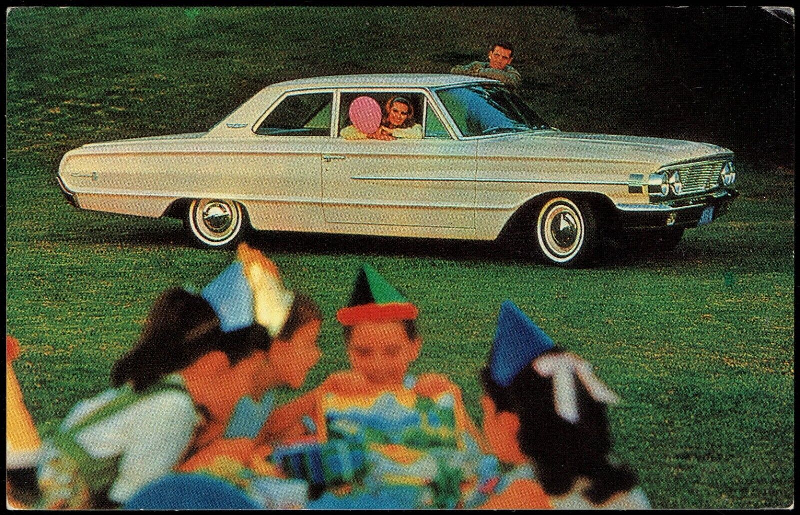 1964 Ford Custom 2-Door Sedan Cincinatti OH Automobile Dealership Postcard pc516