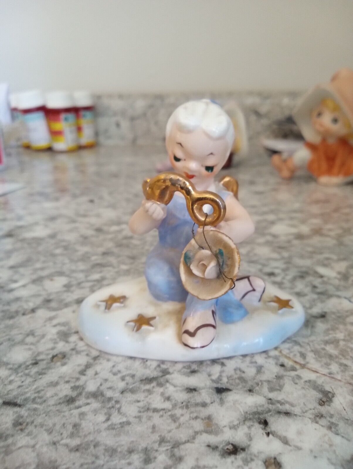 Vintage Your Lucky Star Guardian Angel Figurine Libra Napco Midcentury