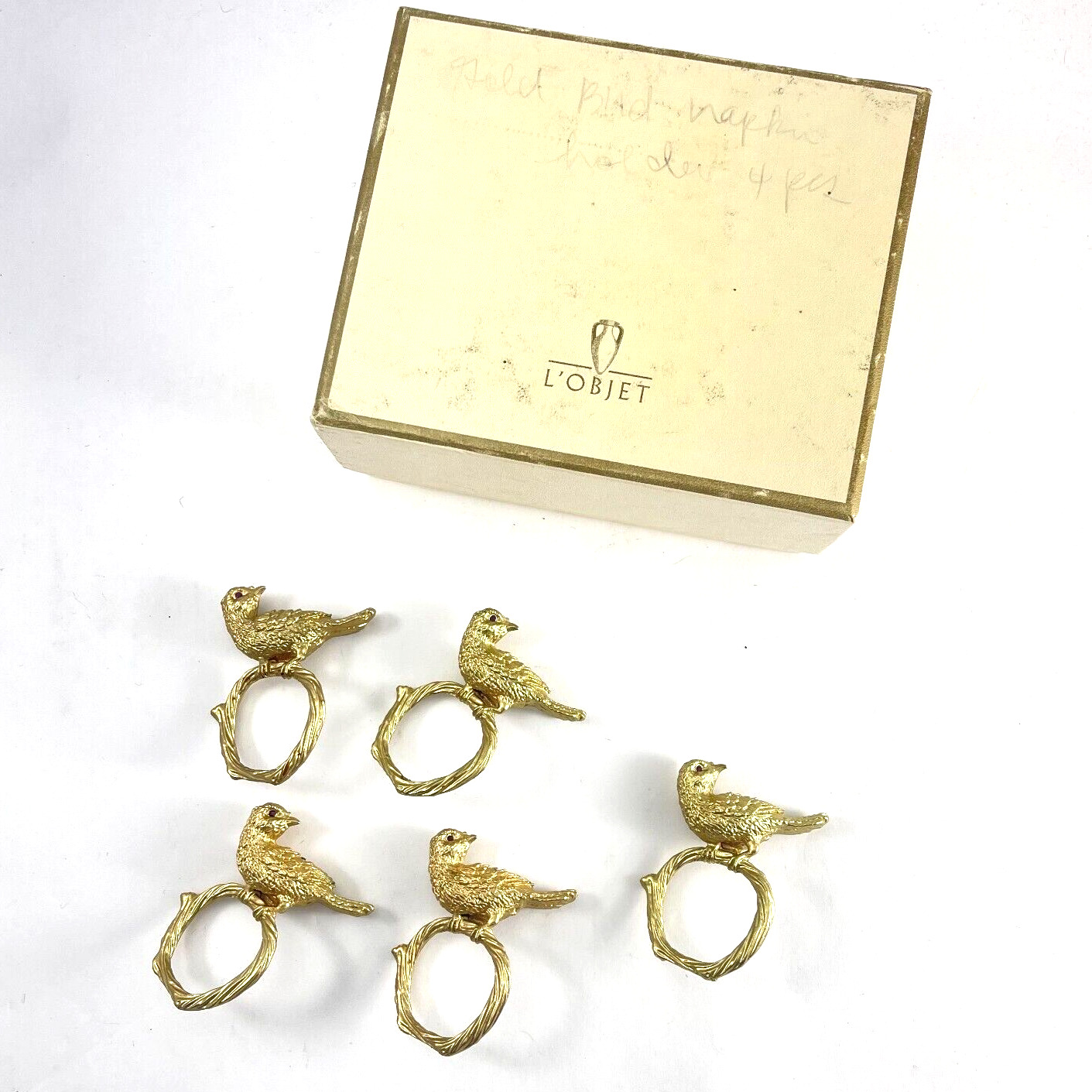 L'Objet Bird Jewels Napkin Rings with Swarovski Crystals - Set of 5