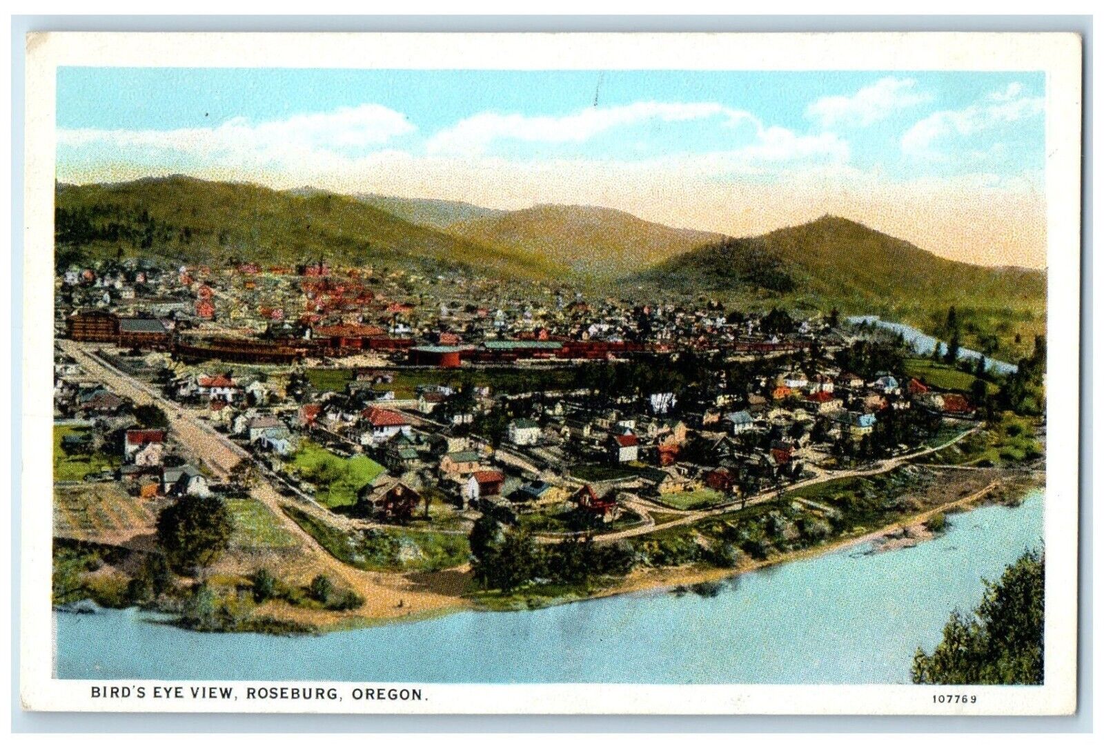 c1930 Birds Eye View Exterior Building Roseburg Oregon Vintage Antique Postcard