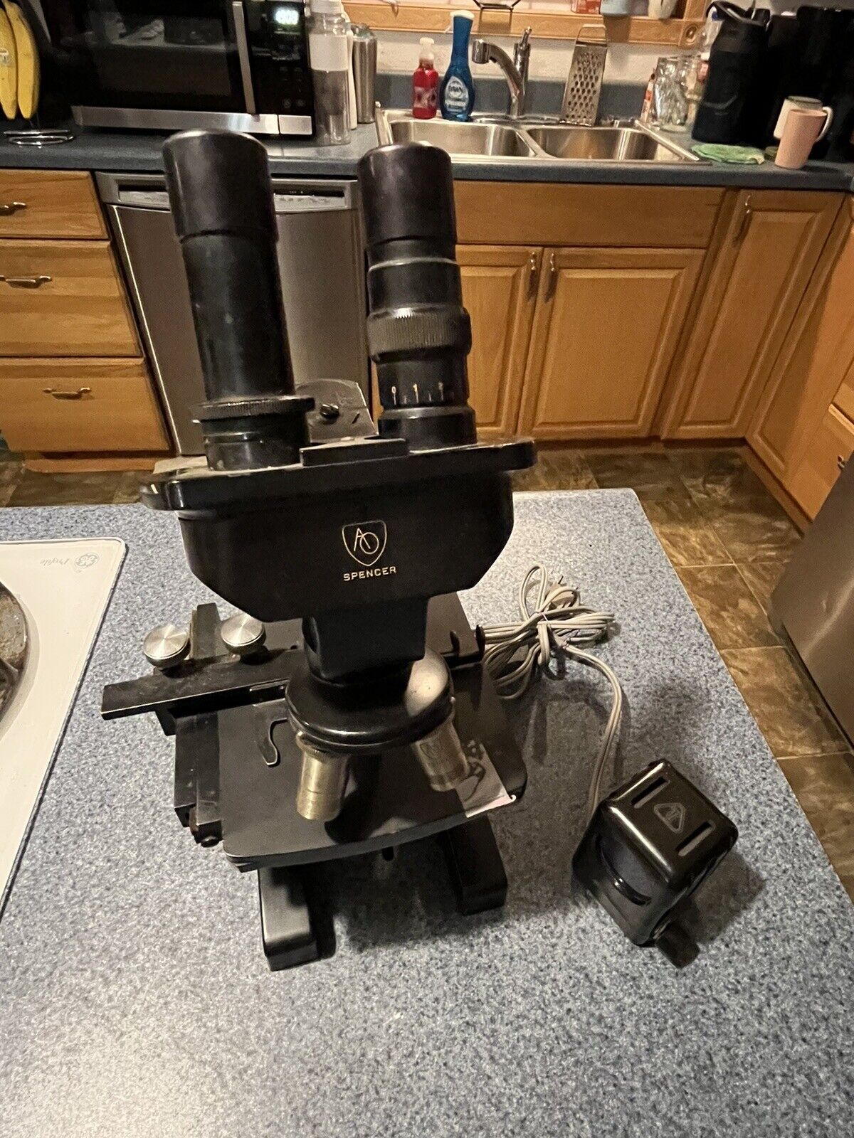 Vintage AO Spencer Buffalo NY Stereo Microscope W/ Light American Optics