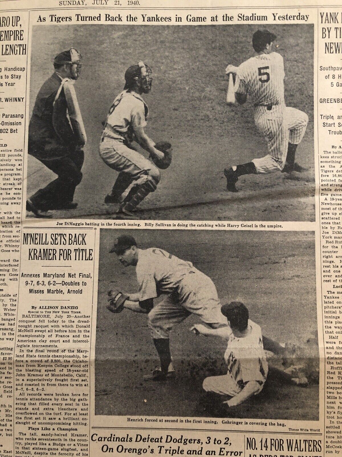 New York Yankees 1940 NY Times Newspaper Lot Of 12 Joe DiMaggio Joe Gordon
