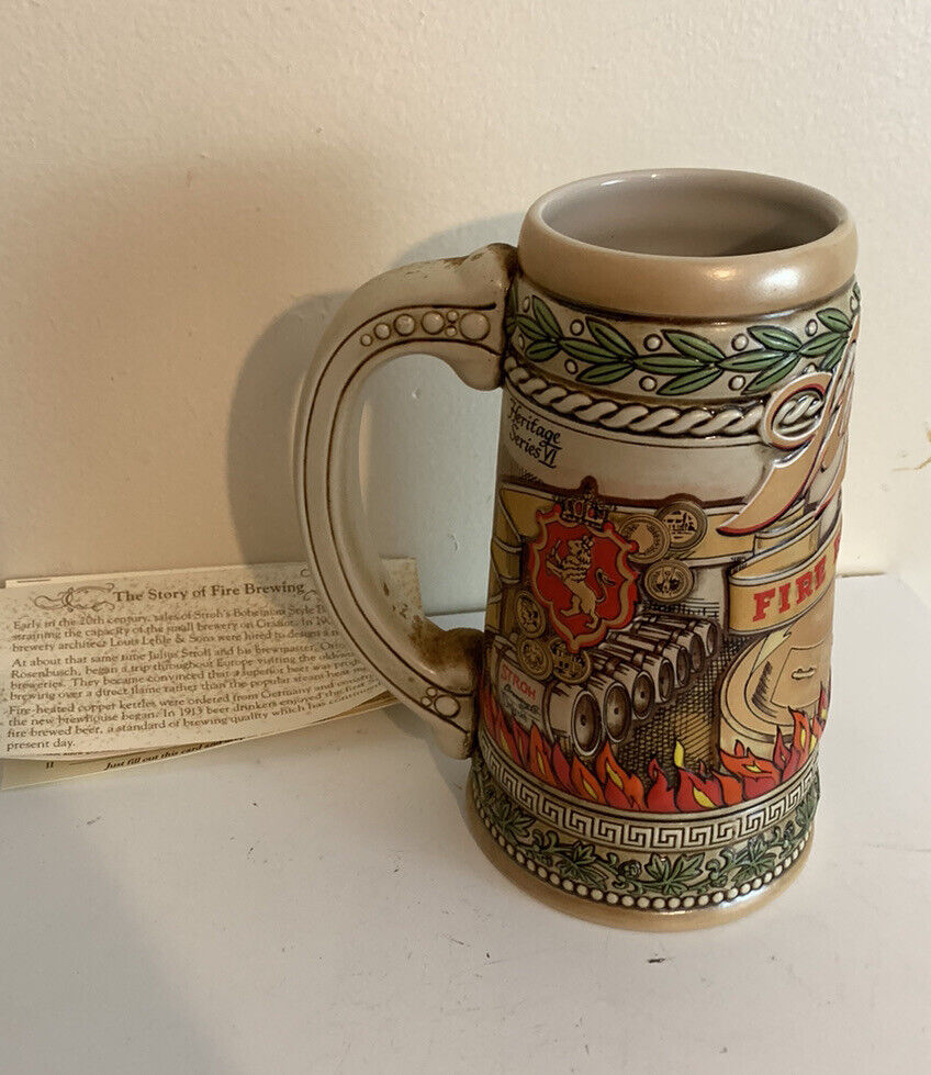 Vintage Stroh’s Brewery Co. Fire Brewed Beer Stein Mug by Ceramarte Brazil