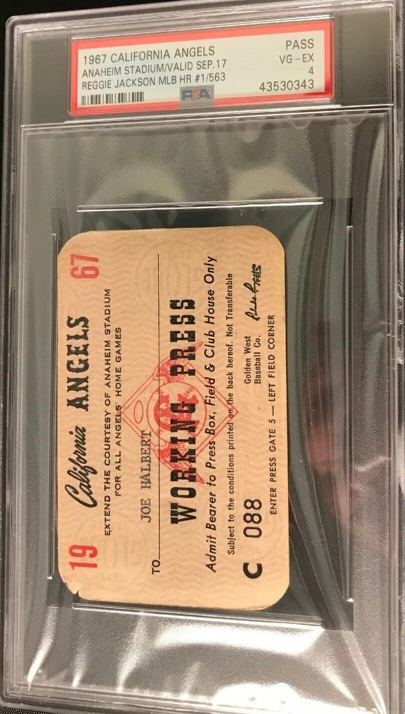 1967 PSA Ticket Pass Reggie Jackson  First HR #563 Life /Angels/New York Yankees