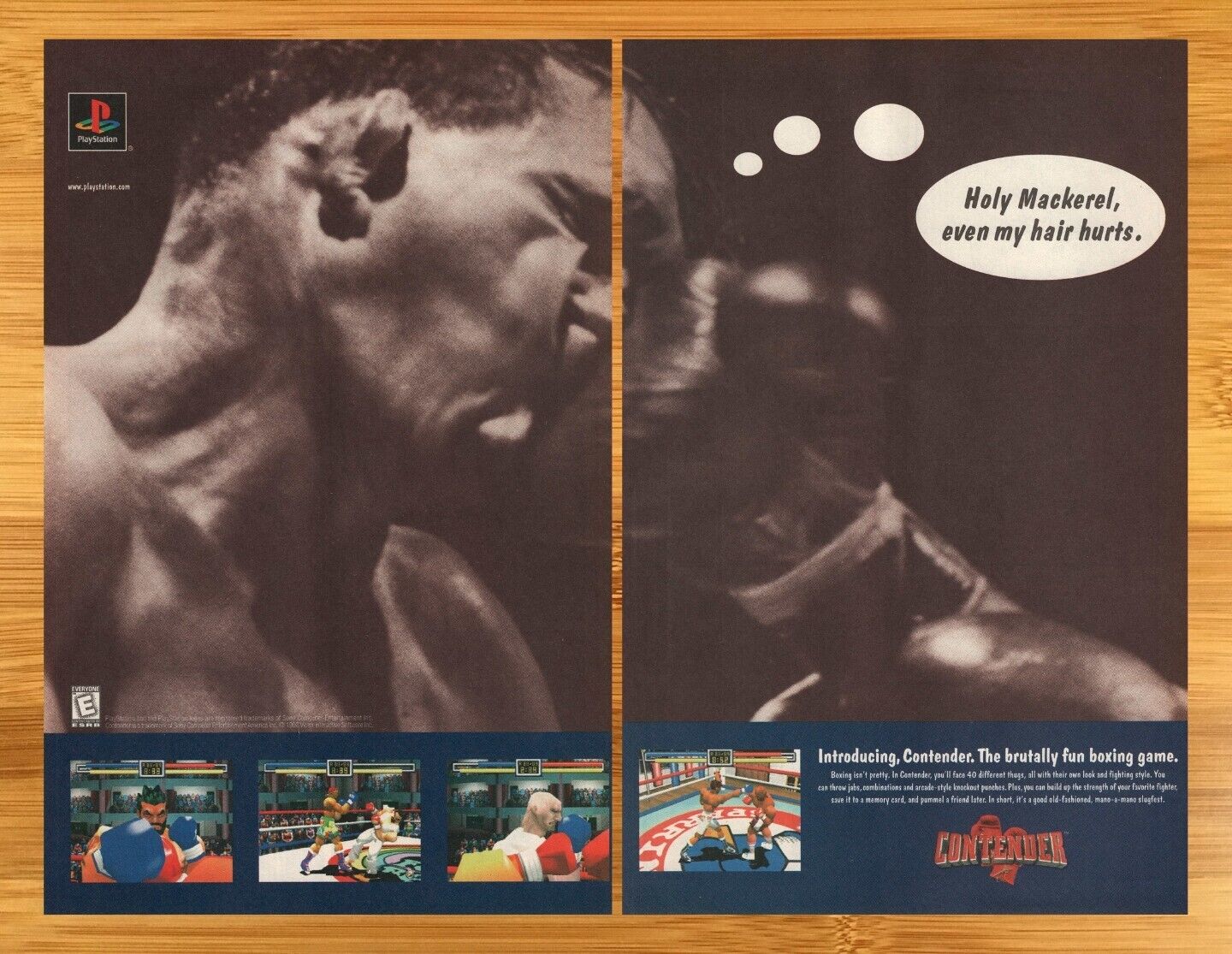 1999 Contender PS1 Playstation 1 Vintage Print Ad/Poster Boxing Video Game Art