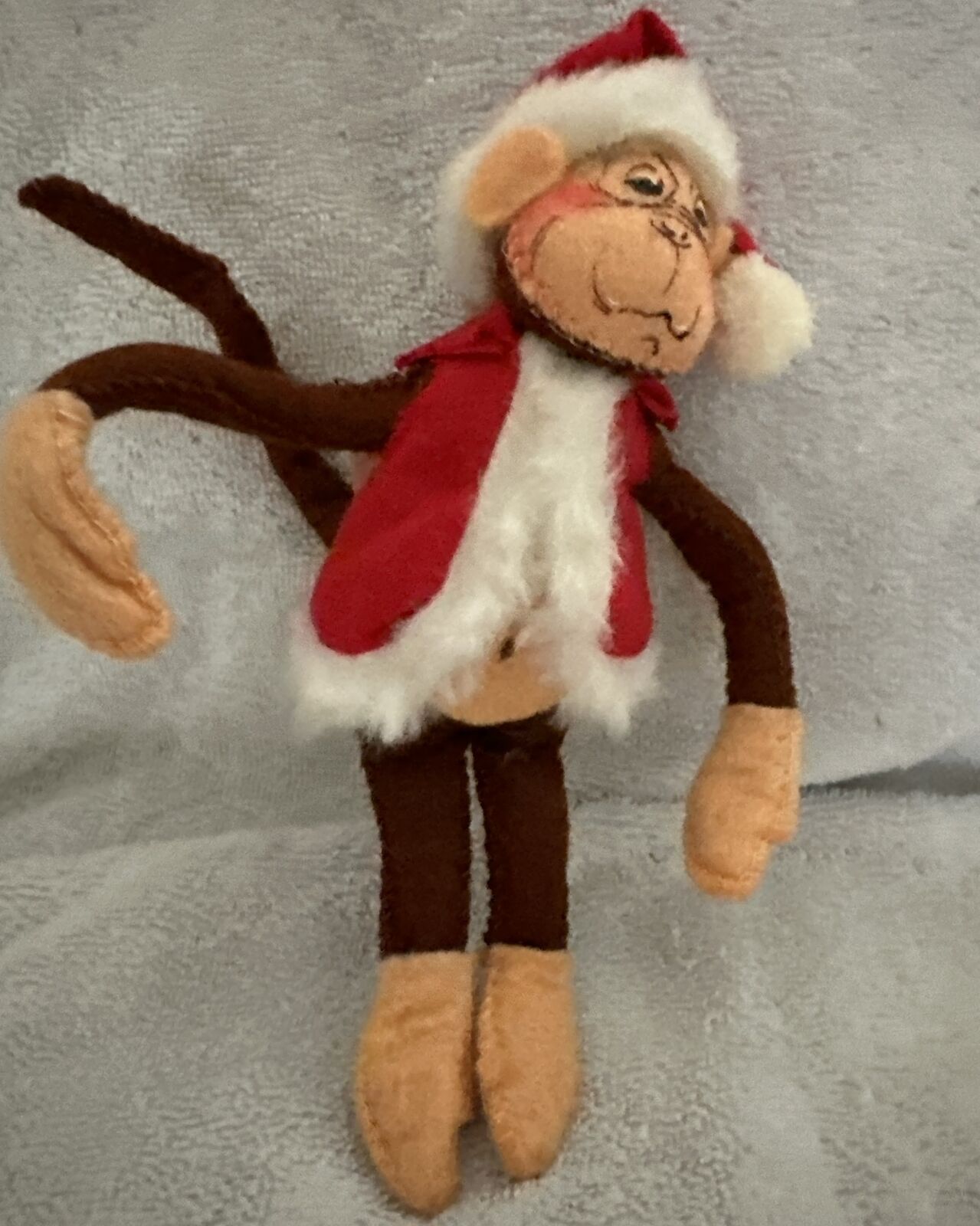 1970 Annalee Mobilitee Santa Monkey 7” Felt Poseable Figure Christmas  Vintage