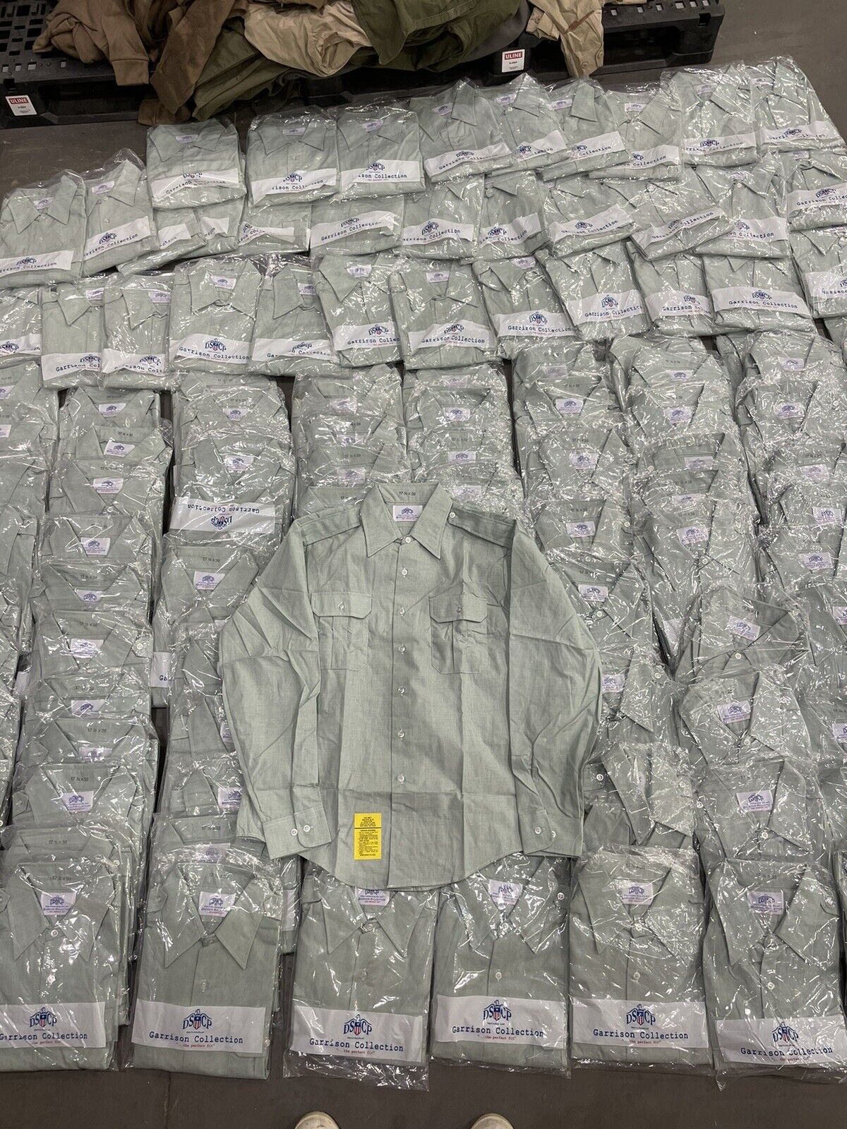 US ARMY Green AG-415 Dress Shirt Size 17.5x38 LONG Sleeve LOT OF 125 NEW DSCP