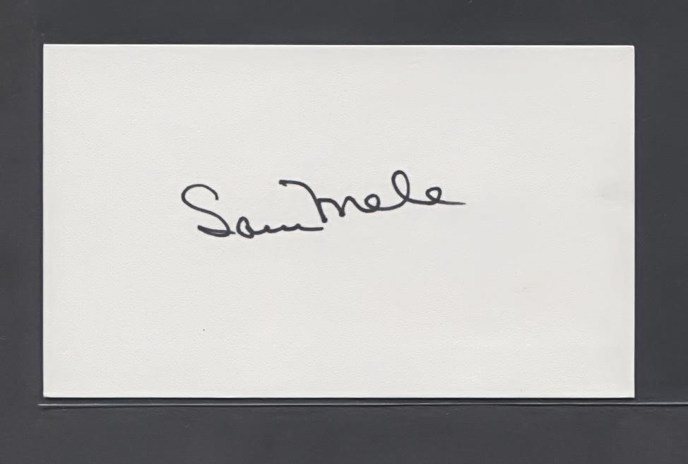 Sam Mele Signed 3X5 Index Card (Red Sox) (1947 Debut) 