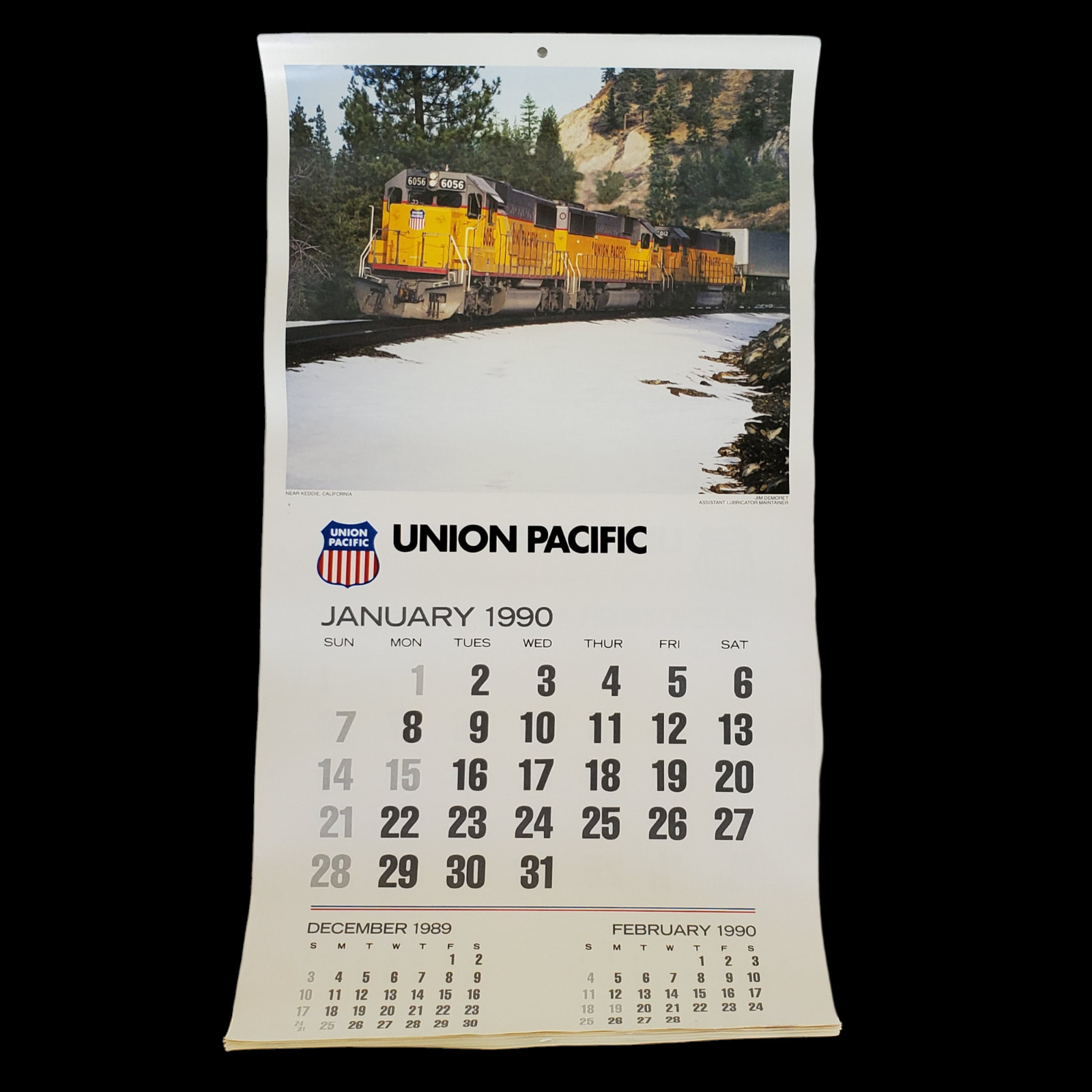 1990 Union Pacific Train Railroad Wall Calendar 12.5\