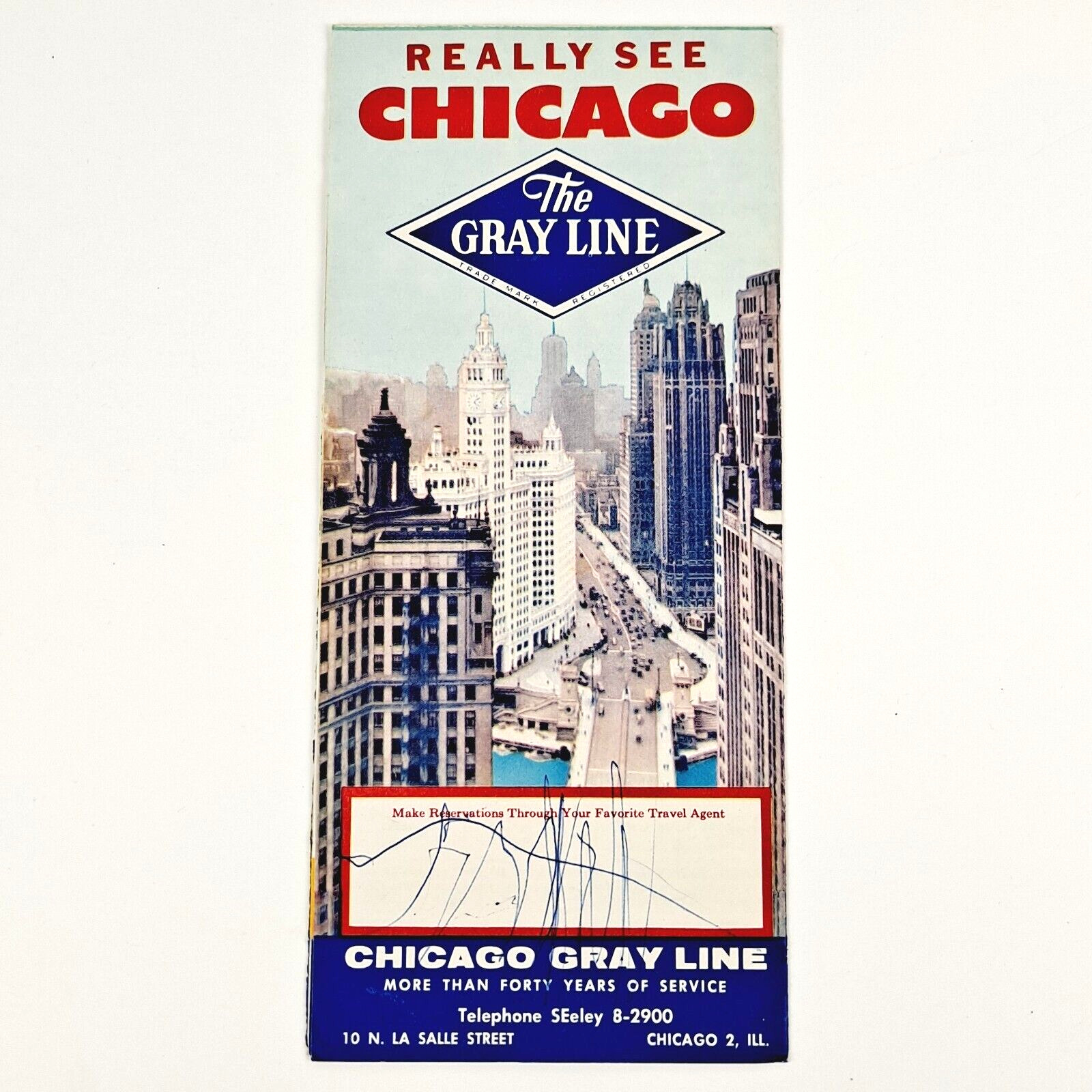 VINTAGE 1957 CHICAGO GRAY LINE BUS TOUR FARE SCHEDULE AND SIGHTSEEING GUIDE