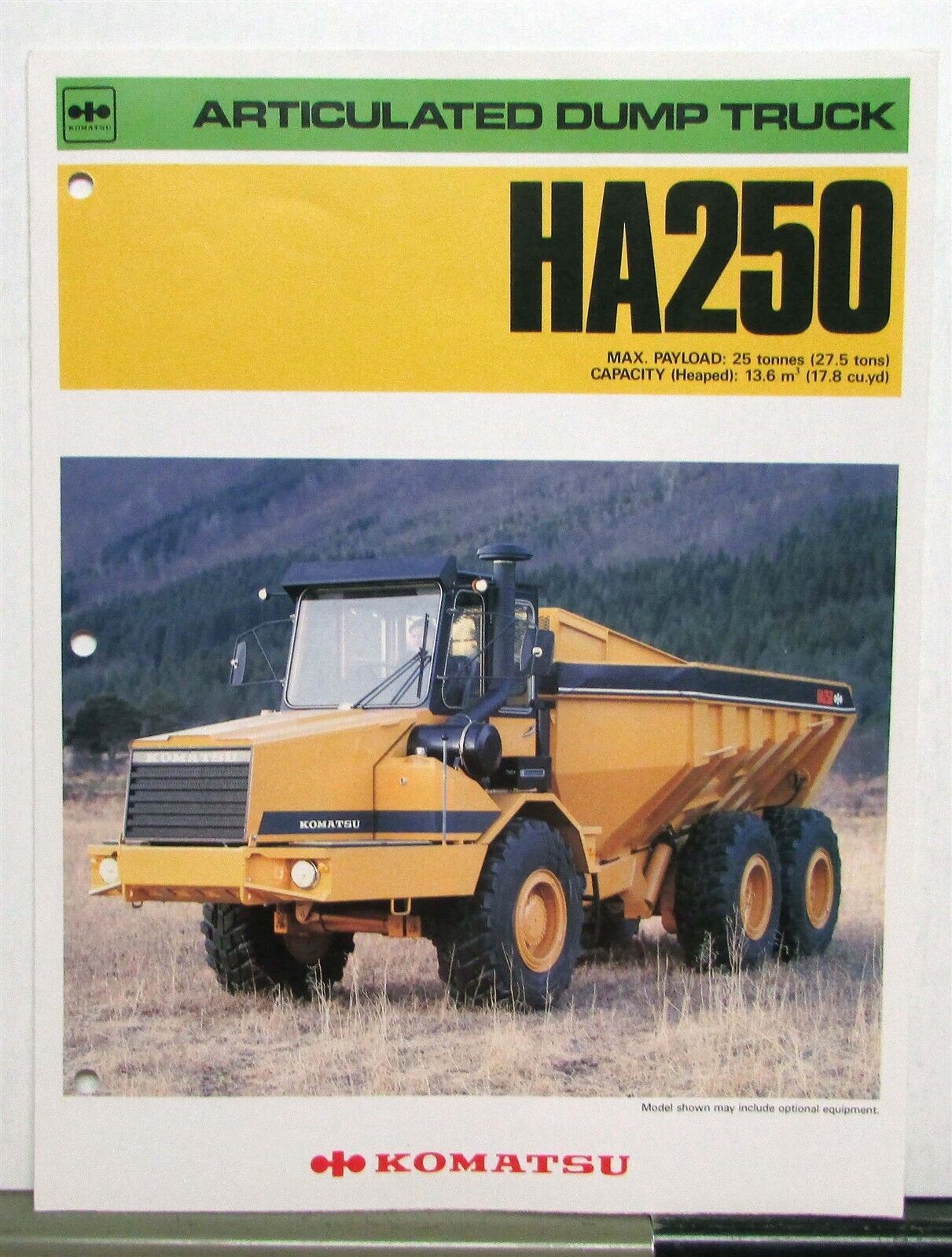 1980s Komatsu HA250 Articulated Dump Specifications Construction Sales Brochure