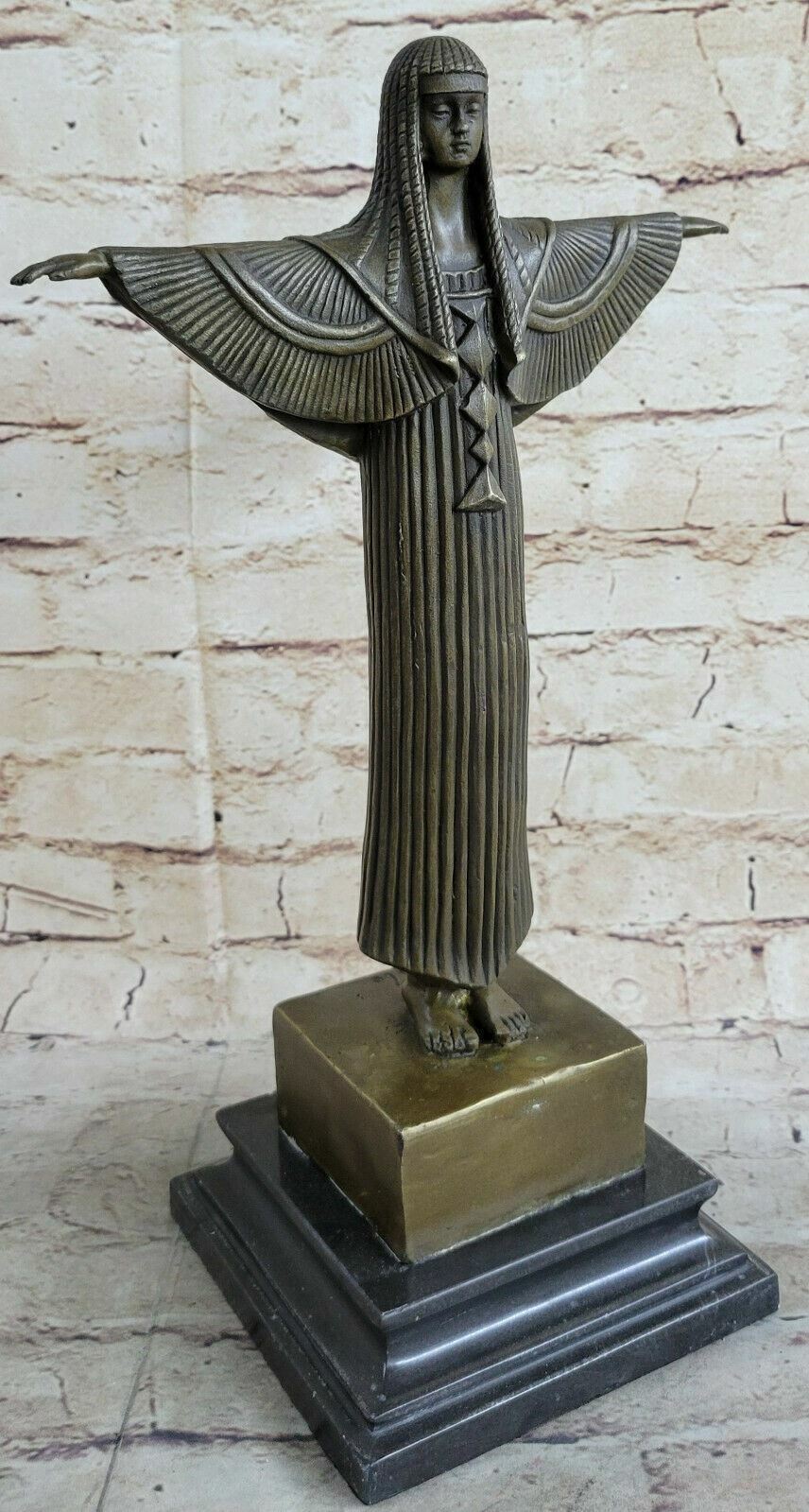Vintage Signed Milo Royal Egyptian Princess Bronze Sculpture Statue Figurine Art