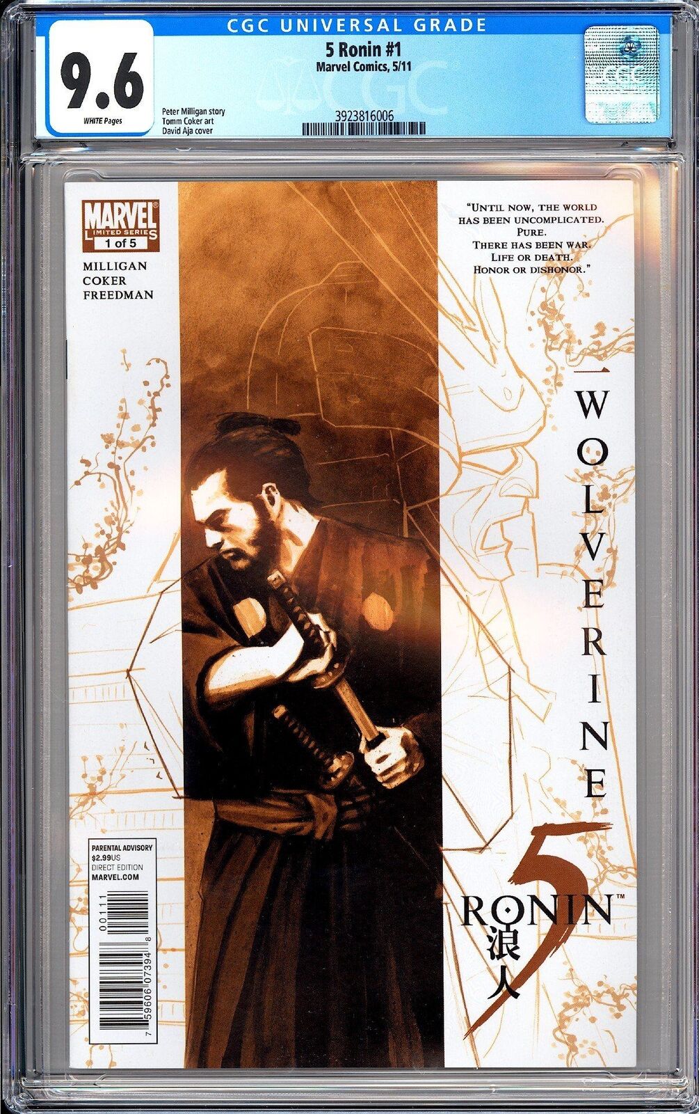 5 Ronin #1 CGC 9.6 2011 3923816006 David Aja Cover Wolverine