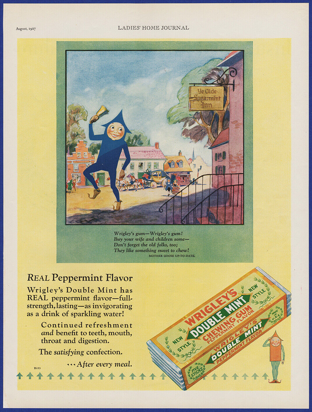 Vintage 1927 WRIGLEY\'S Double Mint Chewing Gum Mother Goose Décor 20\'s Print Ad