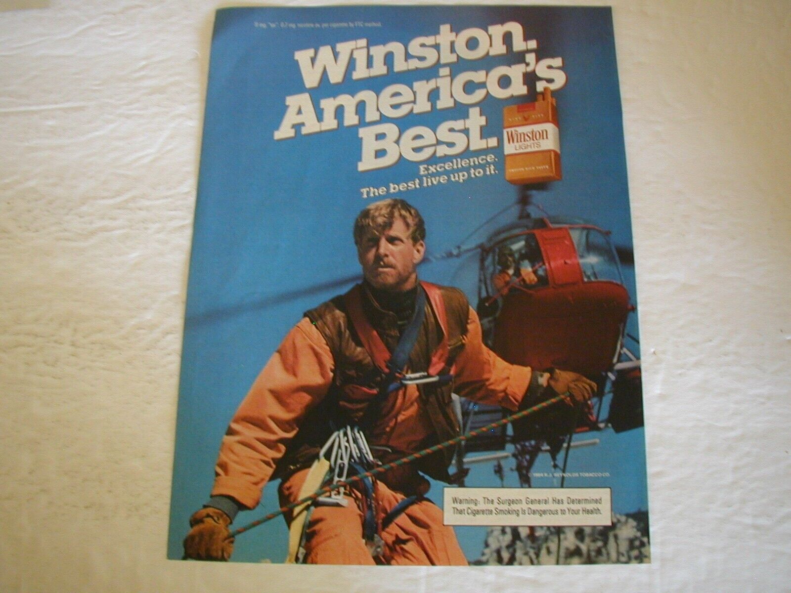 1985 WINSTON AMERICA\'S BEST CIGARETTES BAR DECOR 8X11 VINTAGE PRINT AD L041